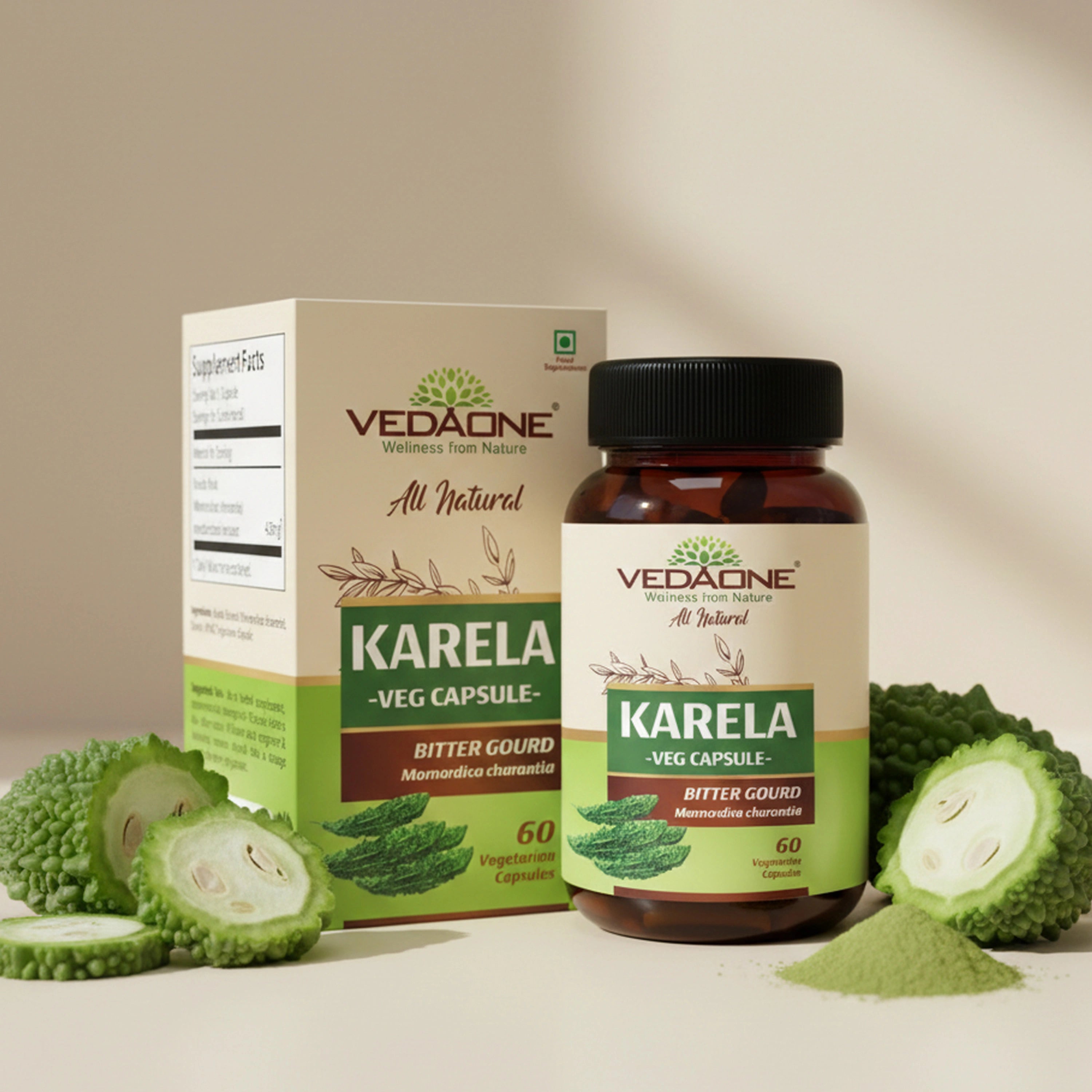 Vedaone Karela Capsules 60 Capsules – Herbal Bitter Melon (Karela) Supplement for Metabolic & Wellness Support