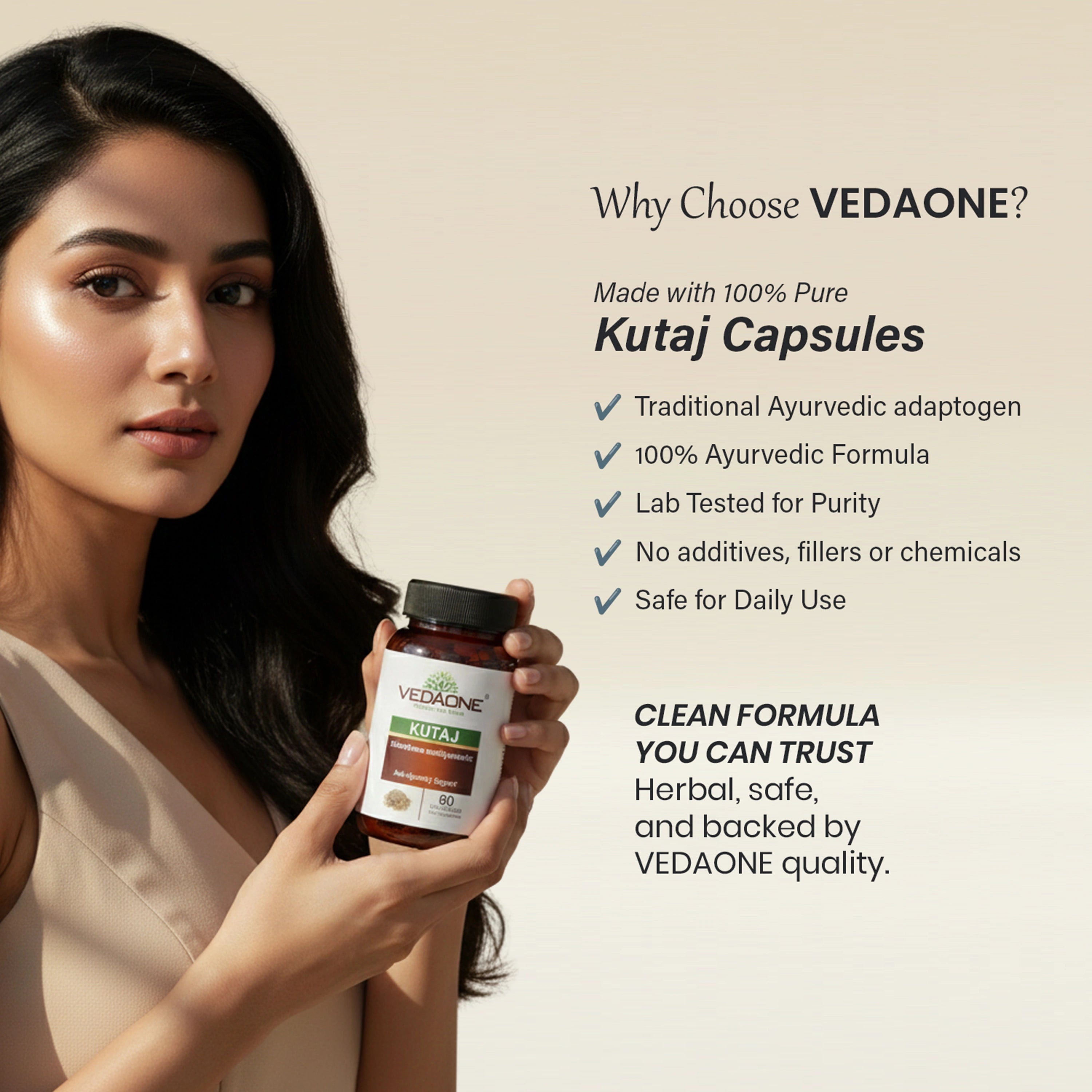 Vedaone Kutaj Capsules 60 Capsules | Kutaj (Holarrhena antidysenterica) for Digestive & Intestinal Wellness Support