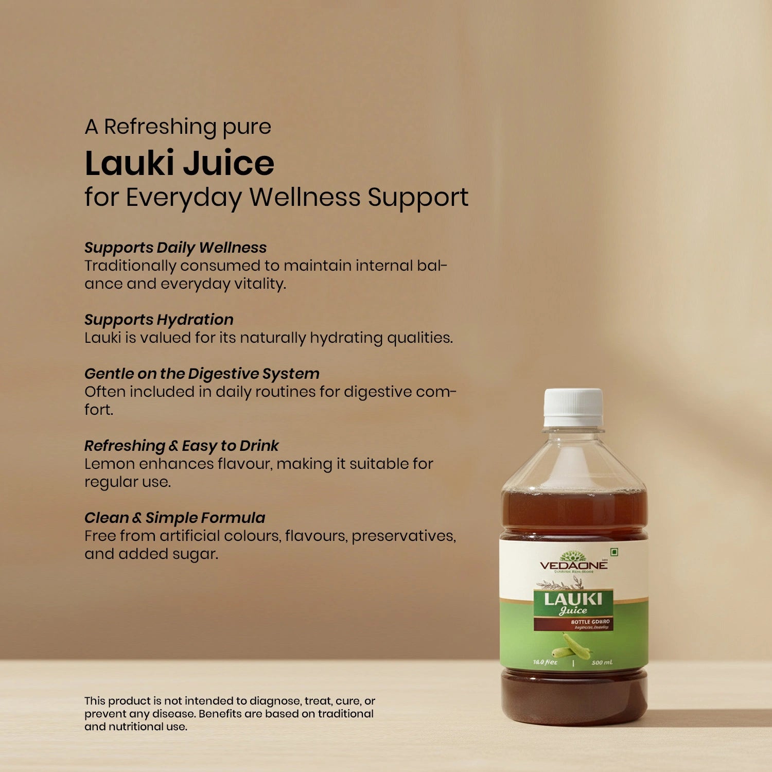Vedaone Lauki Juice - 500 ml | Herbal Juice with Lauki for Daily Wellness & Hydration