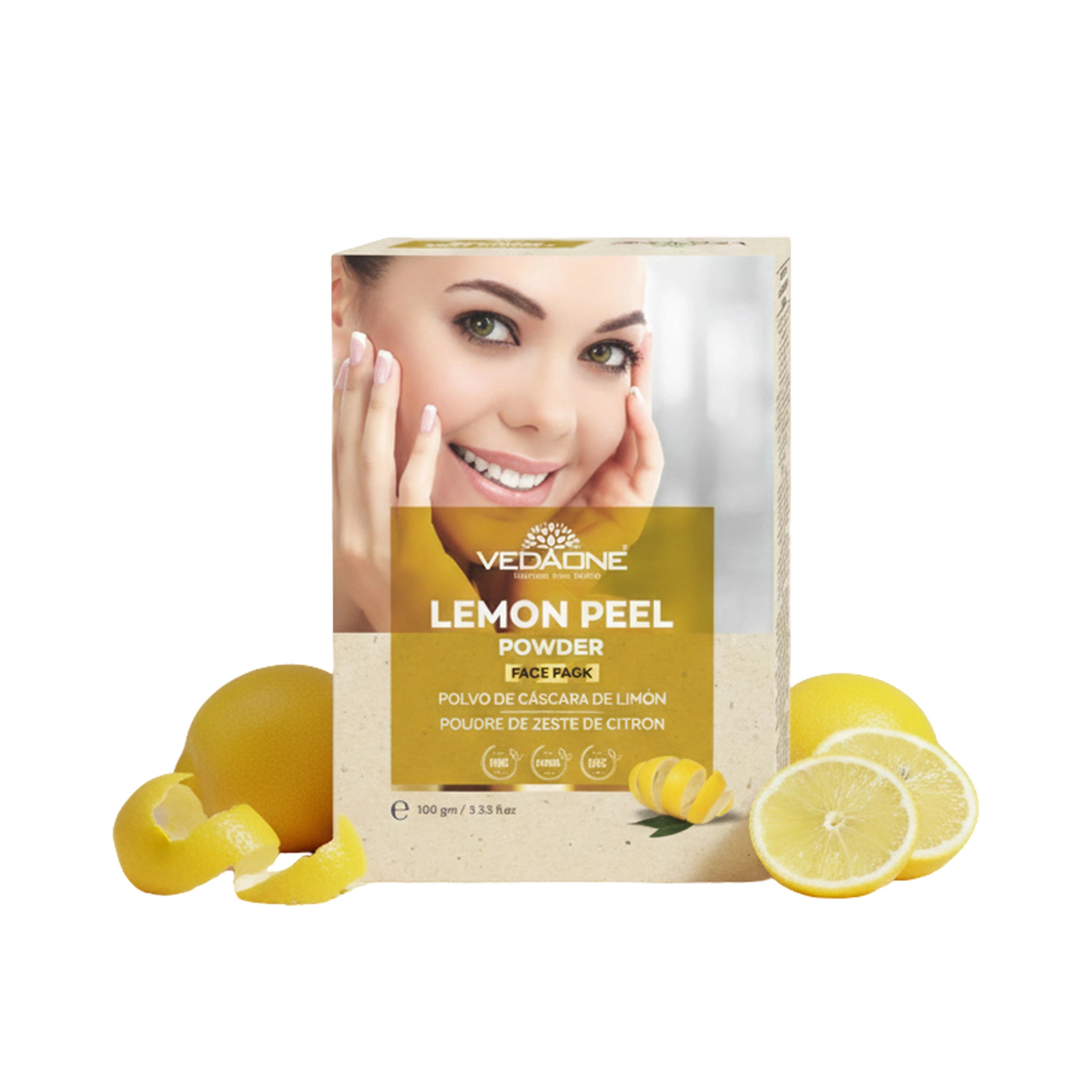 Vedaone Lemon Peel Powder Face Pack – 100 g | Natural Brightening & Skin Refresh Care