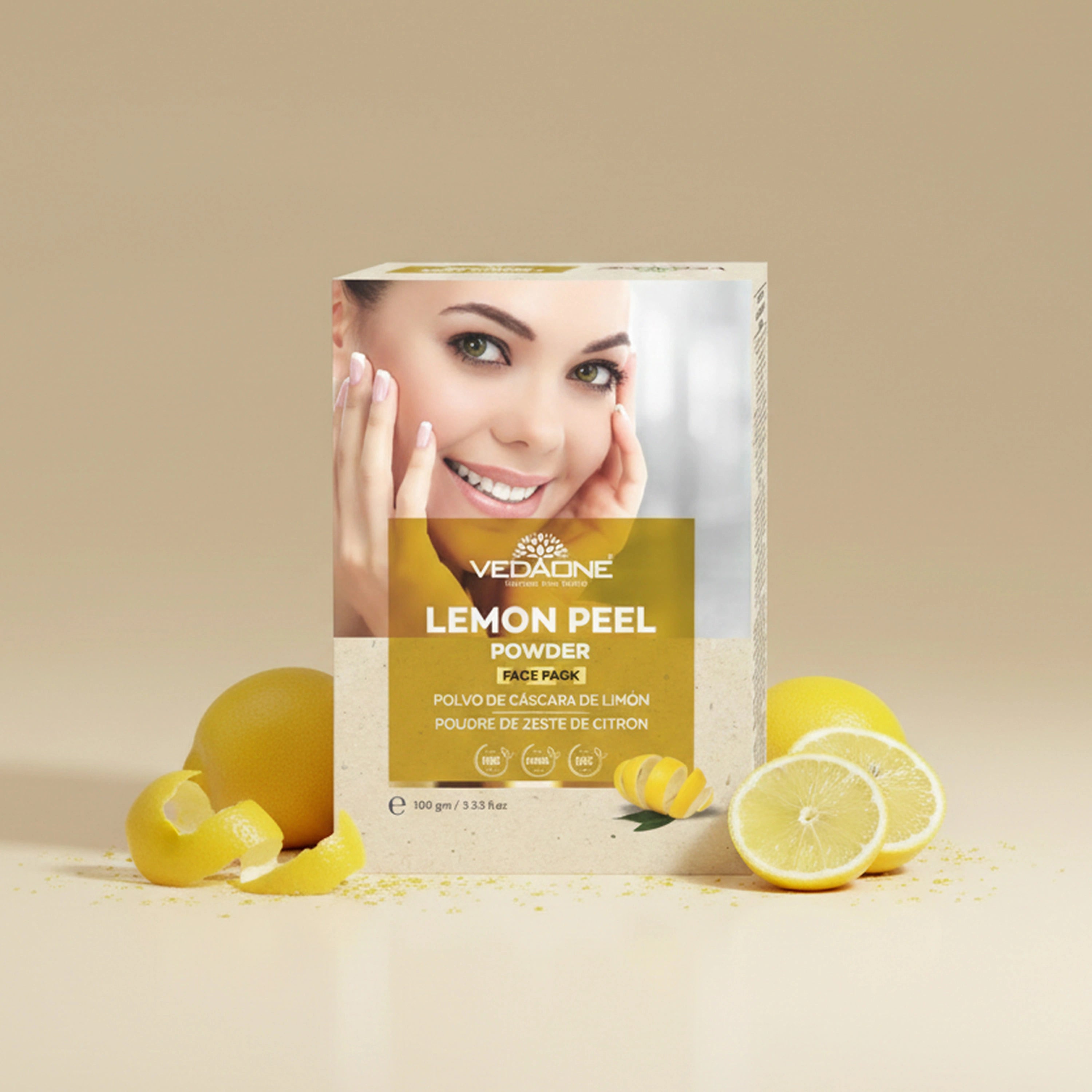 Vedaone Lemon Peel Powder Face Pack – 100 g | Natural Brightening & Skin Refresh Care