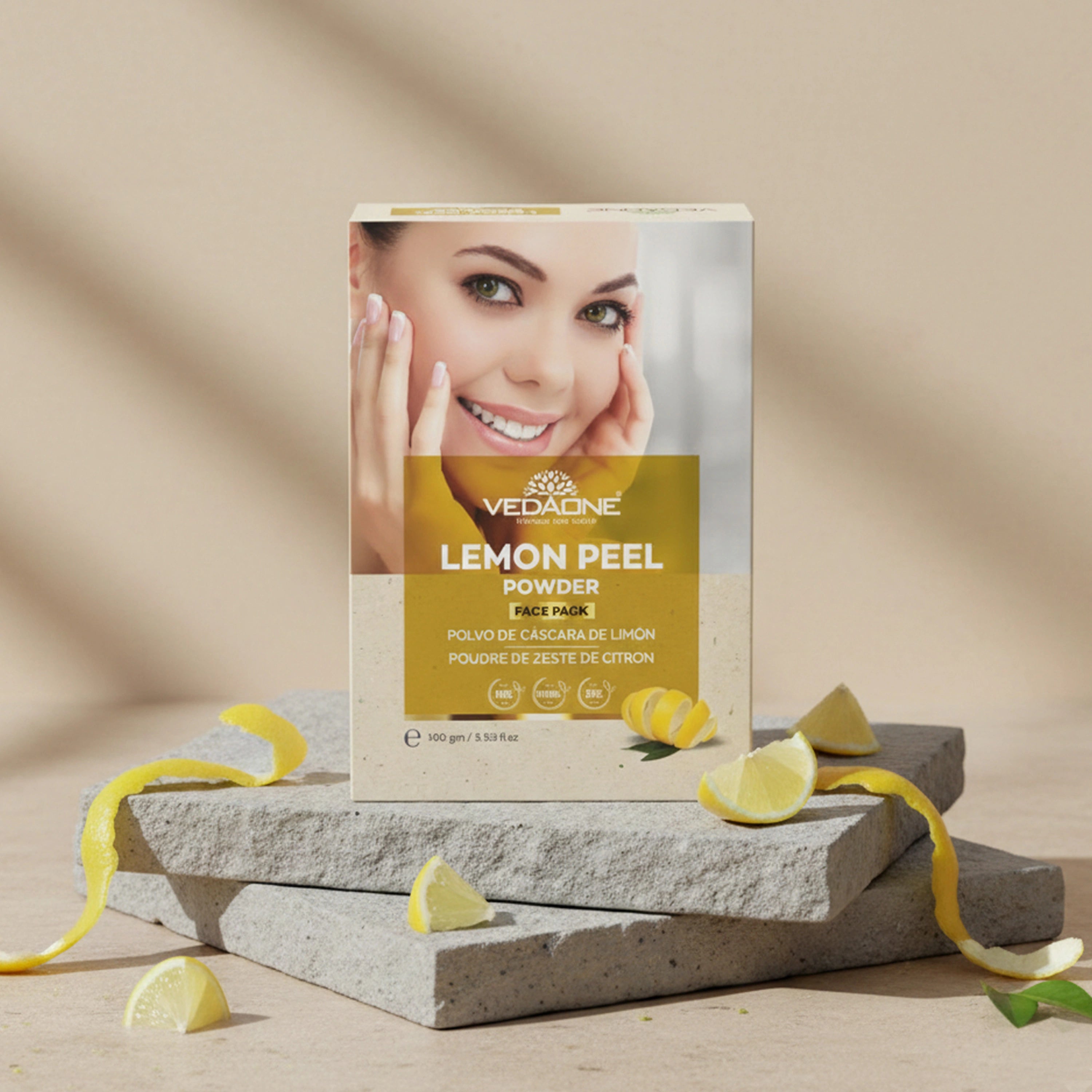 Vedaone Lemon Peel Powder Face Pack – 100 g | Natural Brightening & Skin Refresh Care