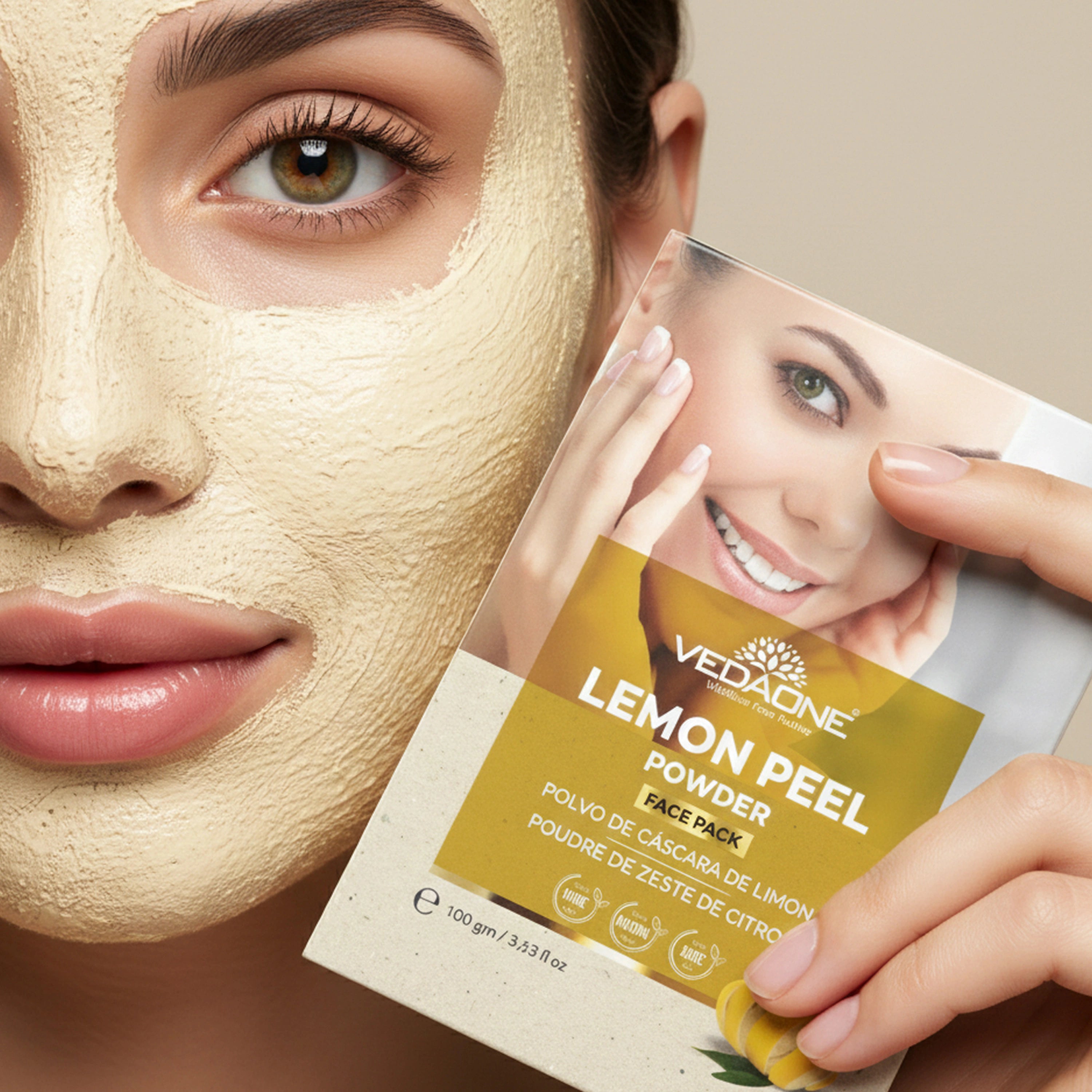Vedaone Lemon Peel Powder Face Pack – 100 g | Natural Brightening & Skin Refresh Care