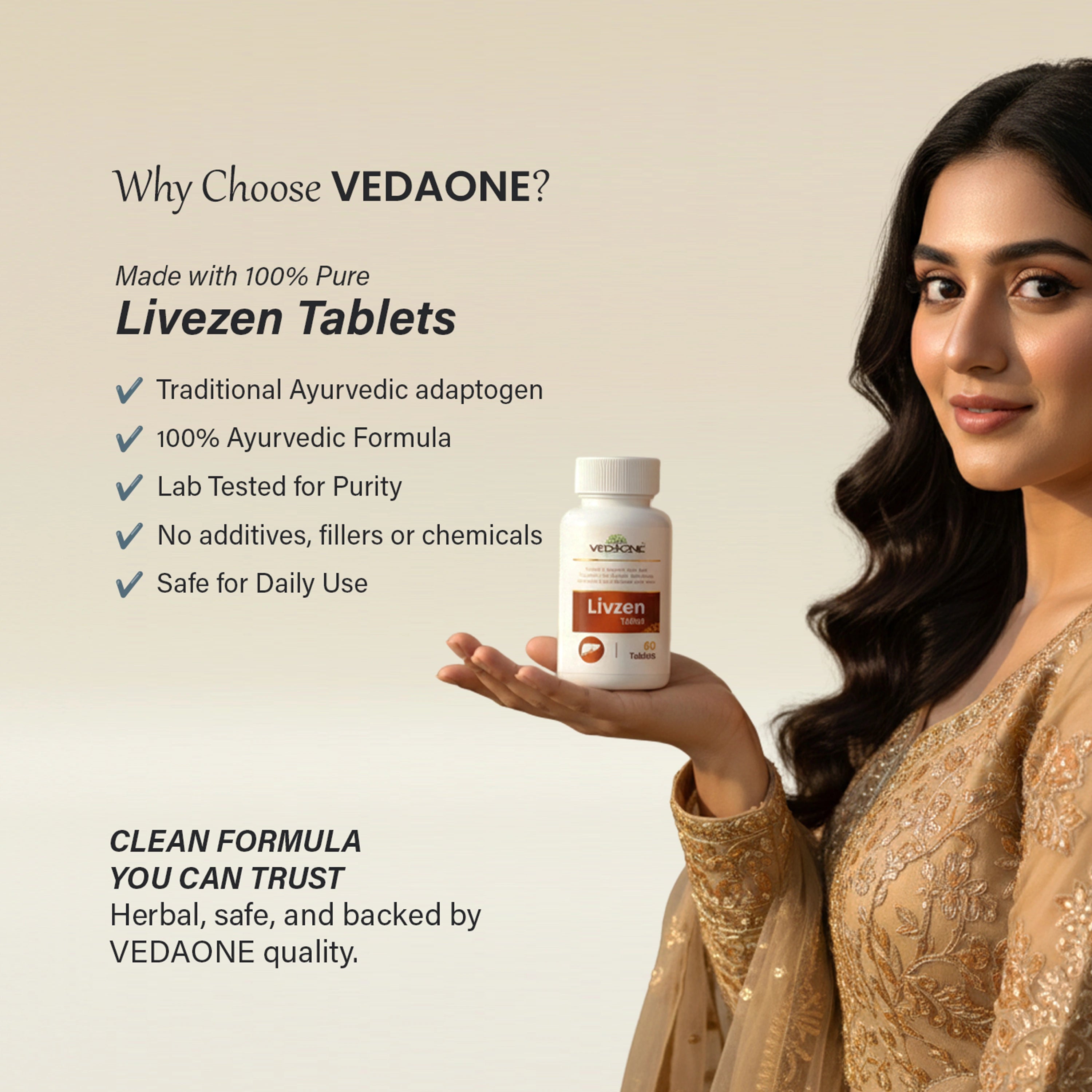 Vedaone Livezen Tablets 60 Tablets | Ayurvedic Liver Support for Digestion, Appetite & Detox Wellness