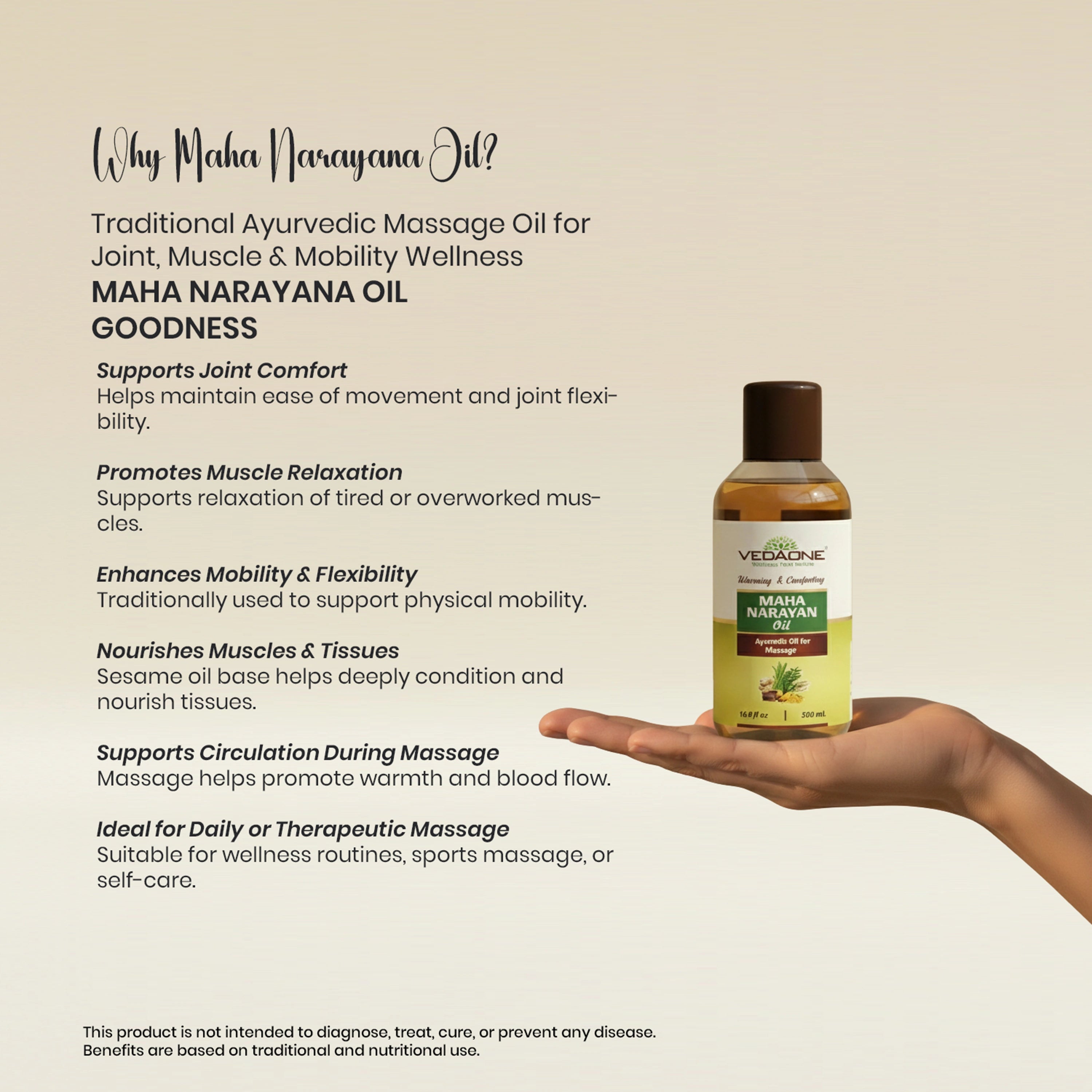 Vedaone Maha Narayana Oil 100 ml | Traditional Ayurvedic Massage Oil for Joint, Muscle & Mobility Wellness
