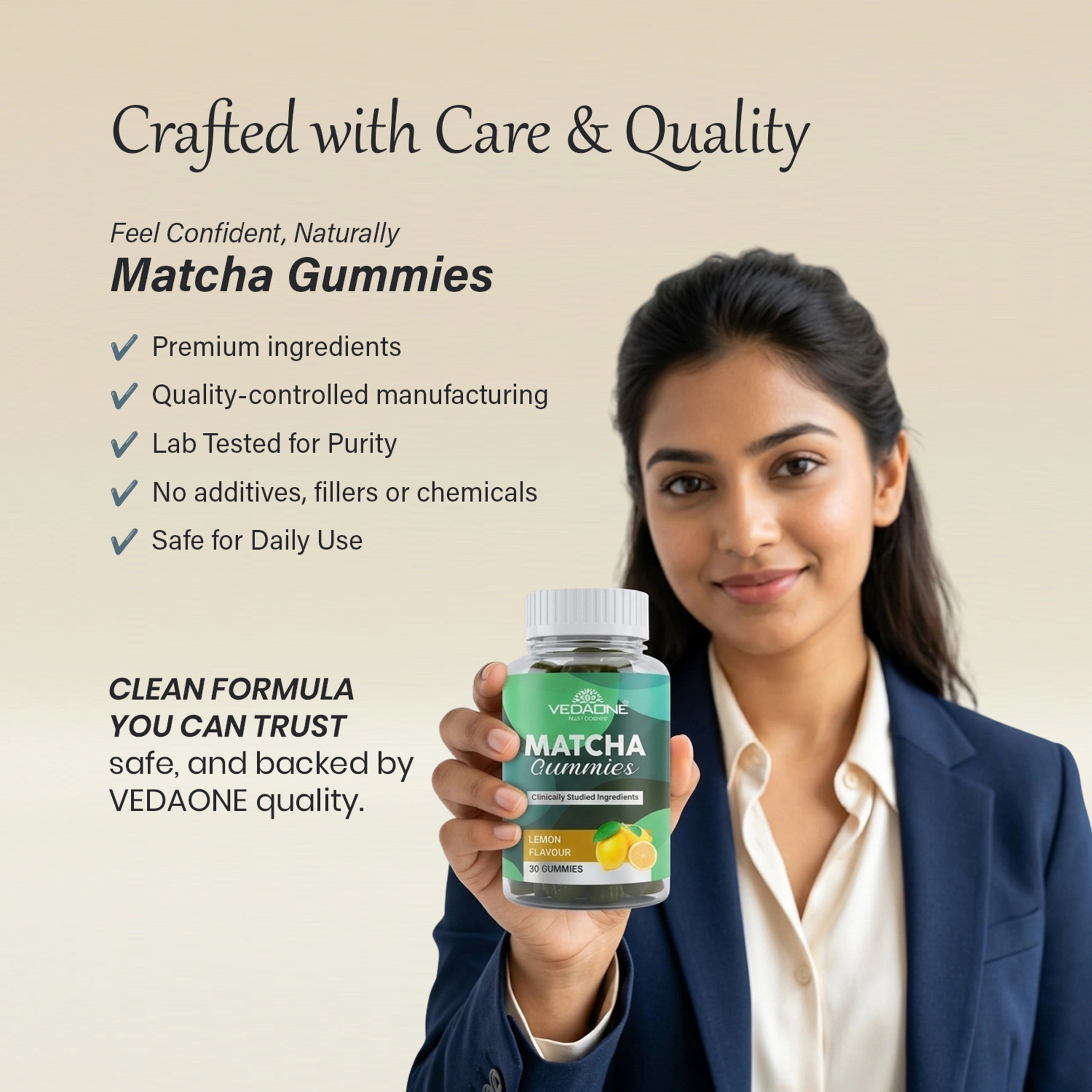 Vedaone Matcha Gummies – 30 Gummies | Energy, Metabolism & Antioxidant Support
