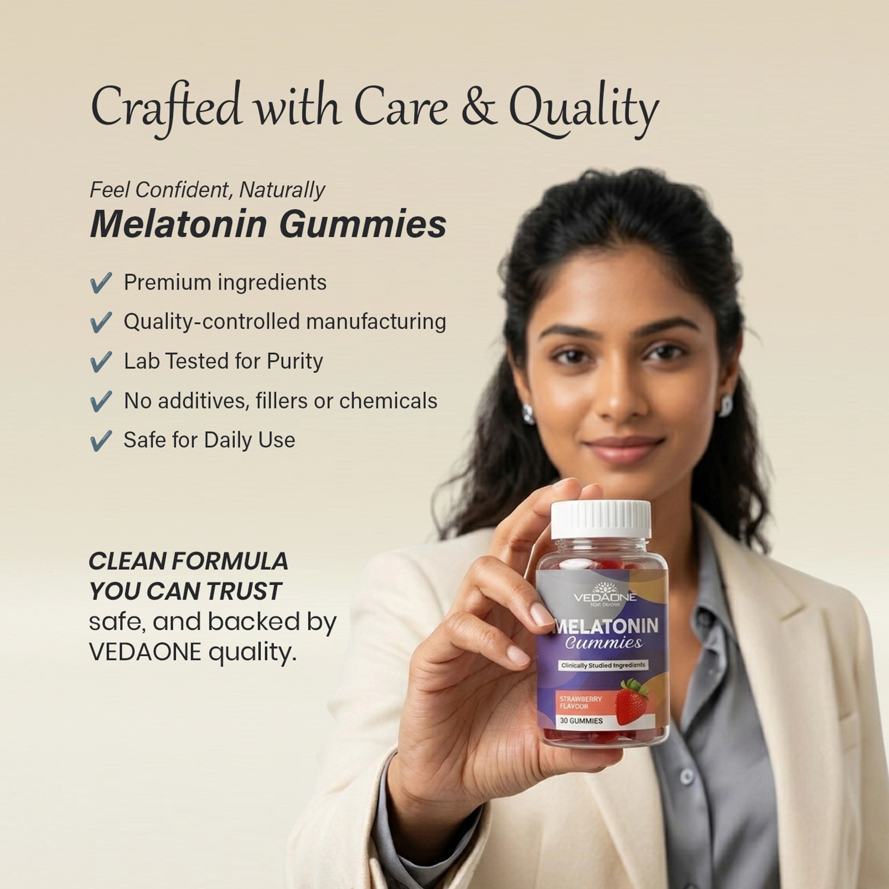 Vedaone Melatonin Gummies – 30 Gummies | Sleep Support, Relaxation & Antioxidant Care