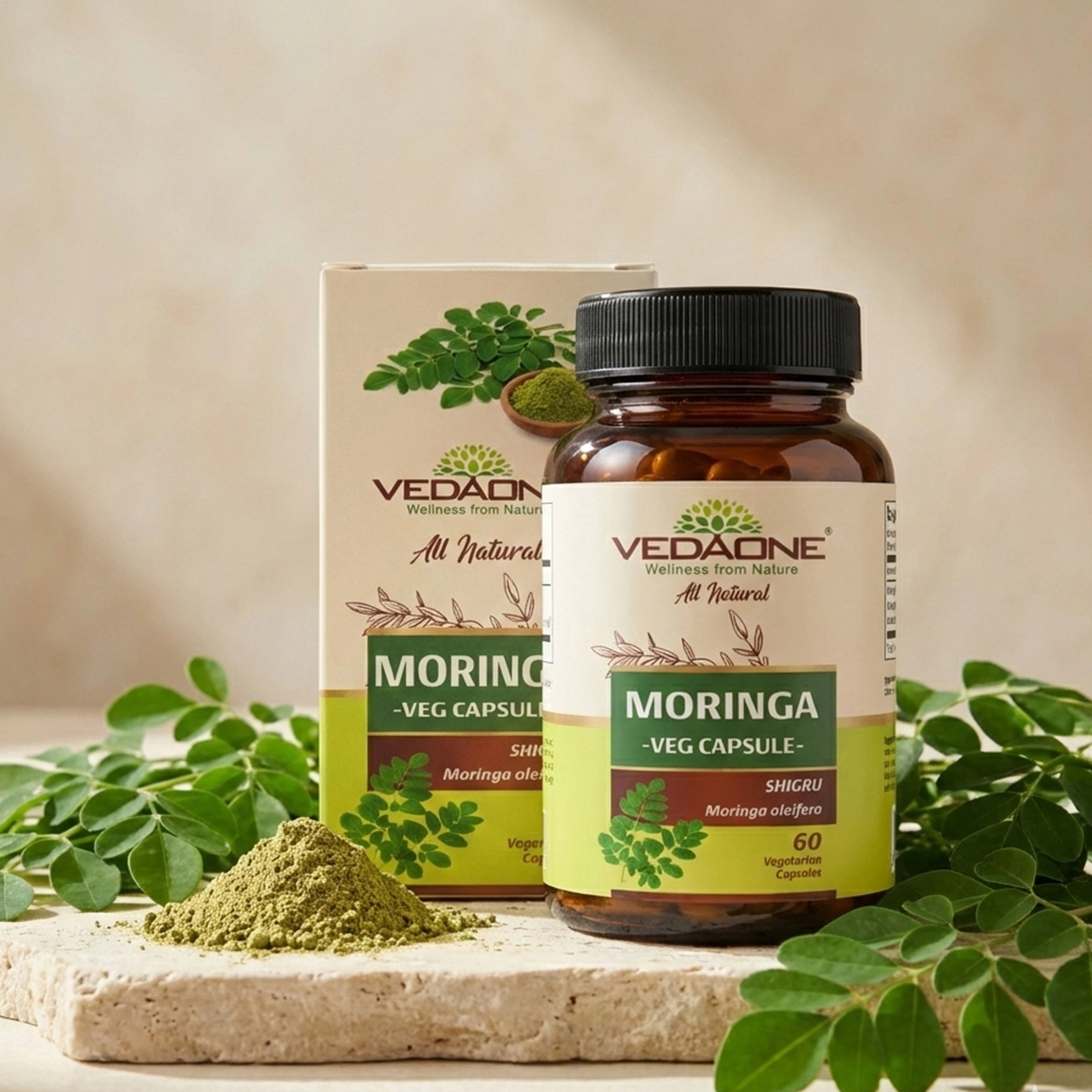 Vedaone Moringa Capsules 60 Capsules – Herbal Moringa Leaf Supplement for Daily Nutrition & Wellness Support