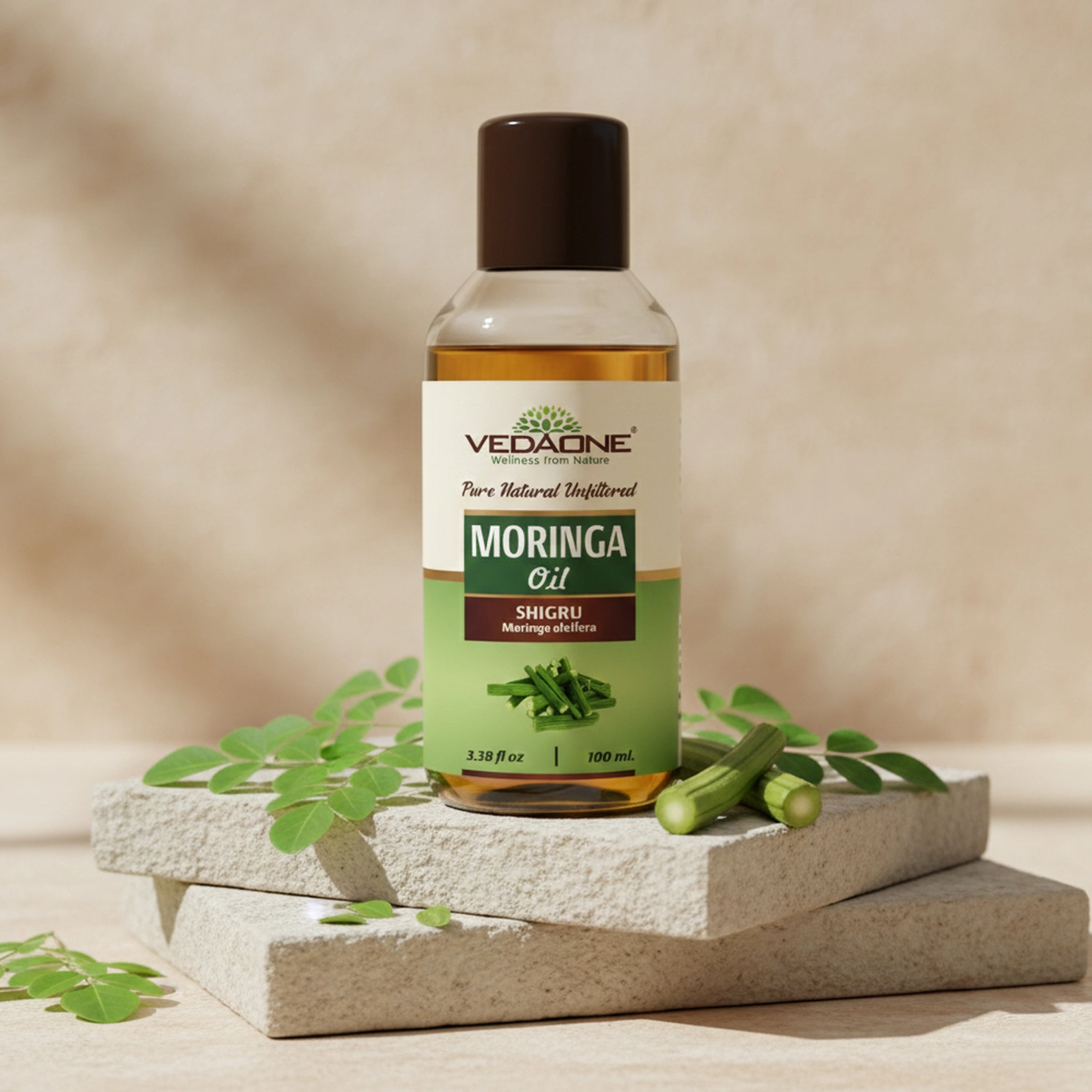 Vedaone Moringa Oil 100 ml | Cold-Pressed Moringa Oleifera Oil for Skin, Hair & Daily Wellness