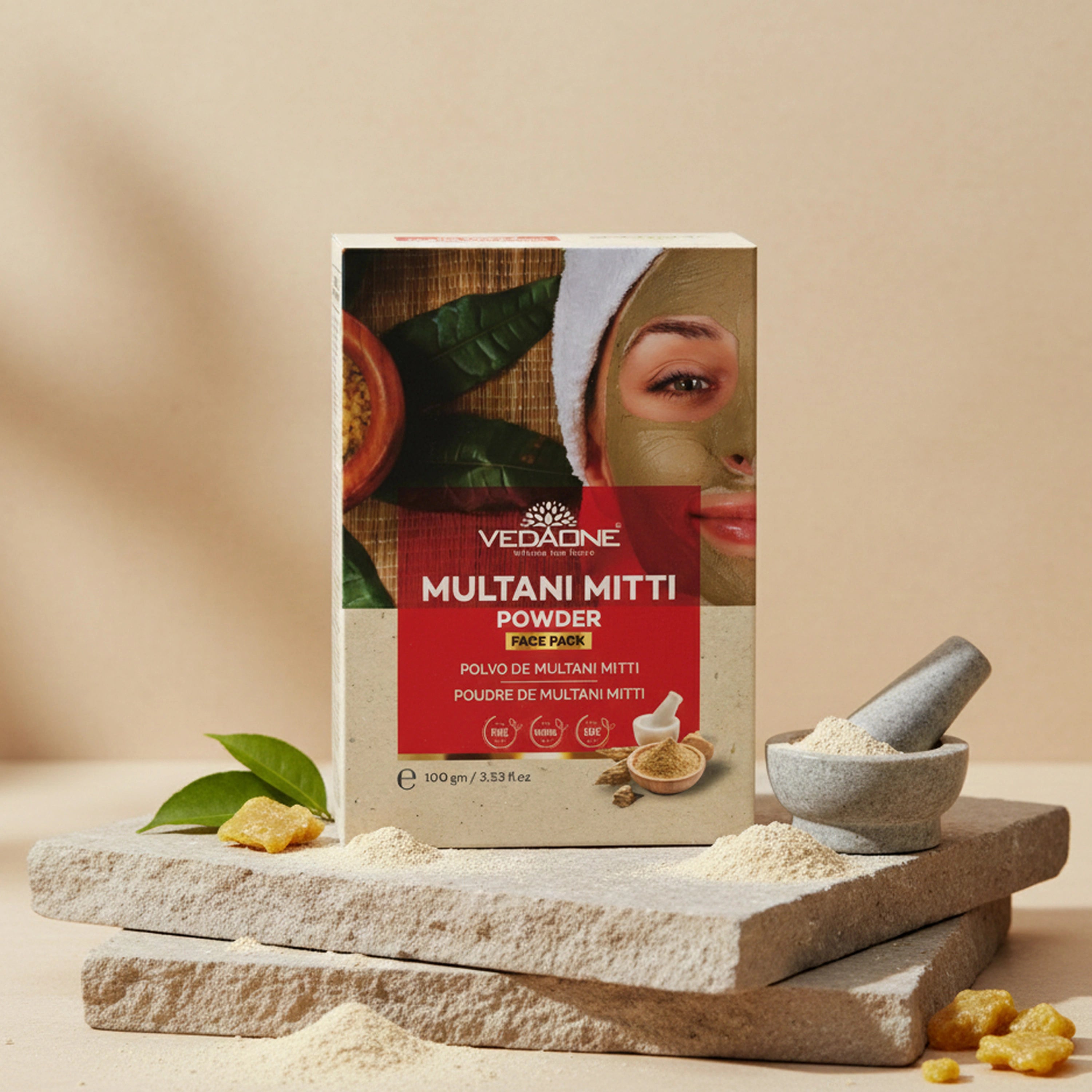 Vedaone Multani Mitti Powder Face Pack - 100 g | Natural Oil Control & Deep Cleansing Care