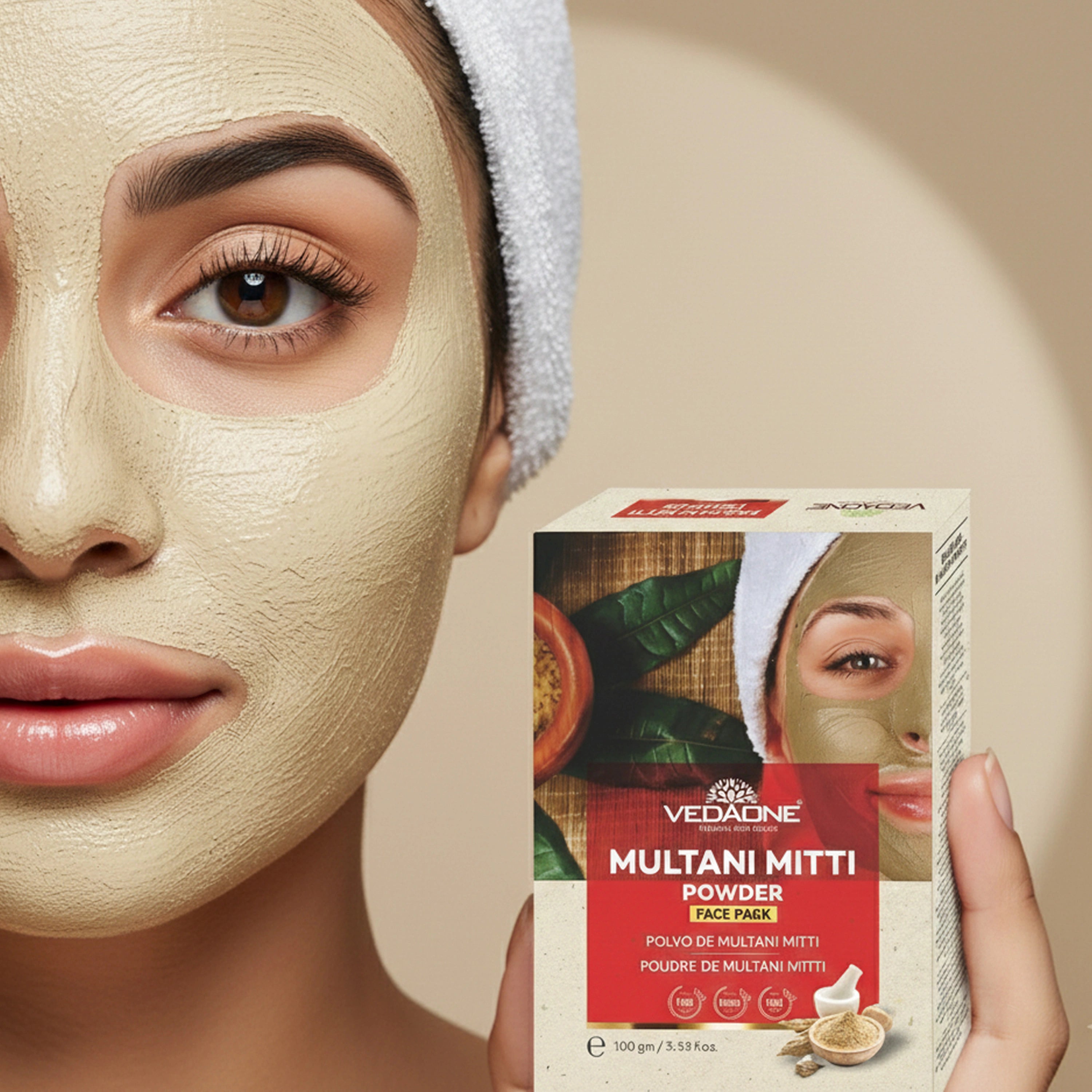 Vedaone Multani Mitti Powder Face Pack - 100 g | Natural Oil Control & Deep Cleansing Care