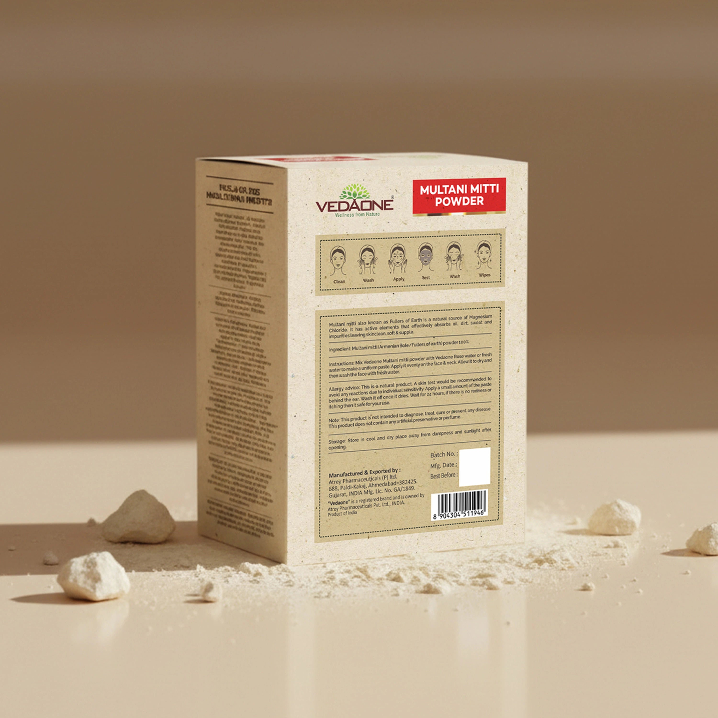 Vedaone Multani Mitti Powder Face Pack - 100 g | Natural Oil Control & Deep Cleansing Care