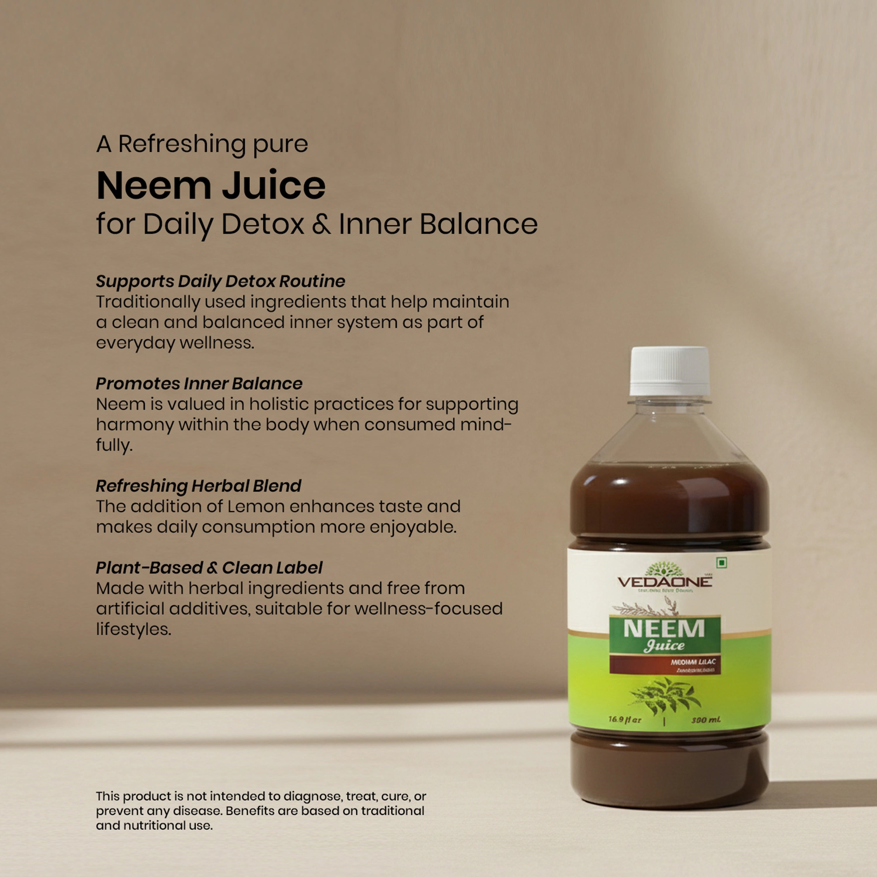 Vedaone Neem Juice 500ml | Pure Neem Wellness Juice for Daily Detox & Inner Balance