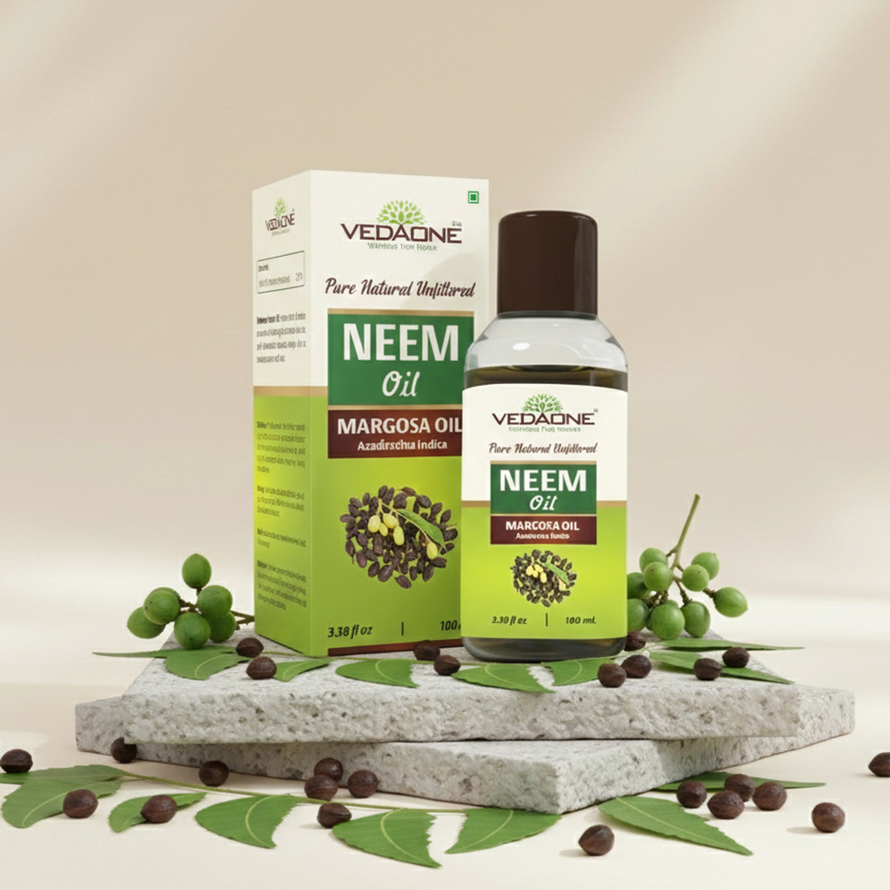 Vedaone Neem Oil (Margosa Oil) 100 ml | Pure Neem Oil for Skin, Scalp & Natural Wellness Care