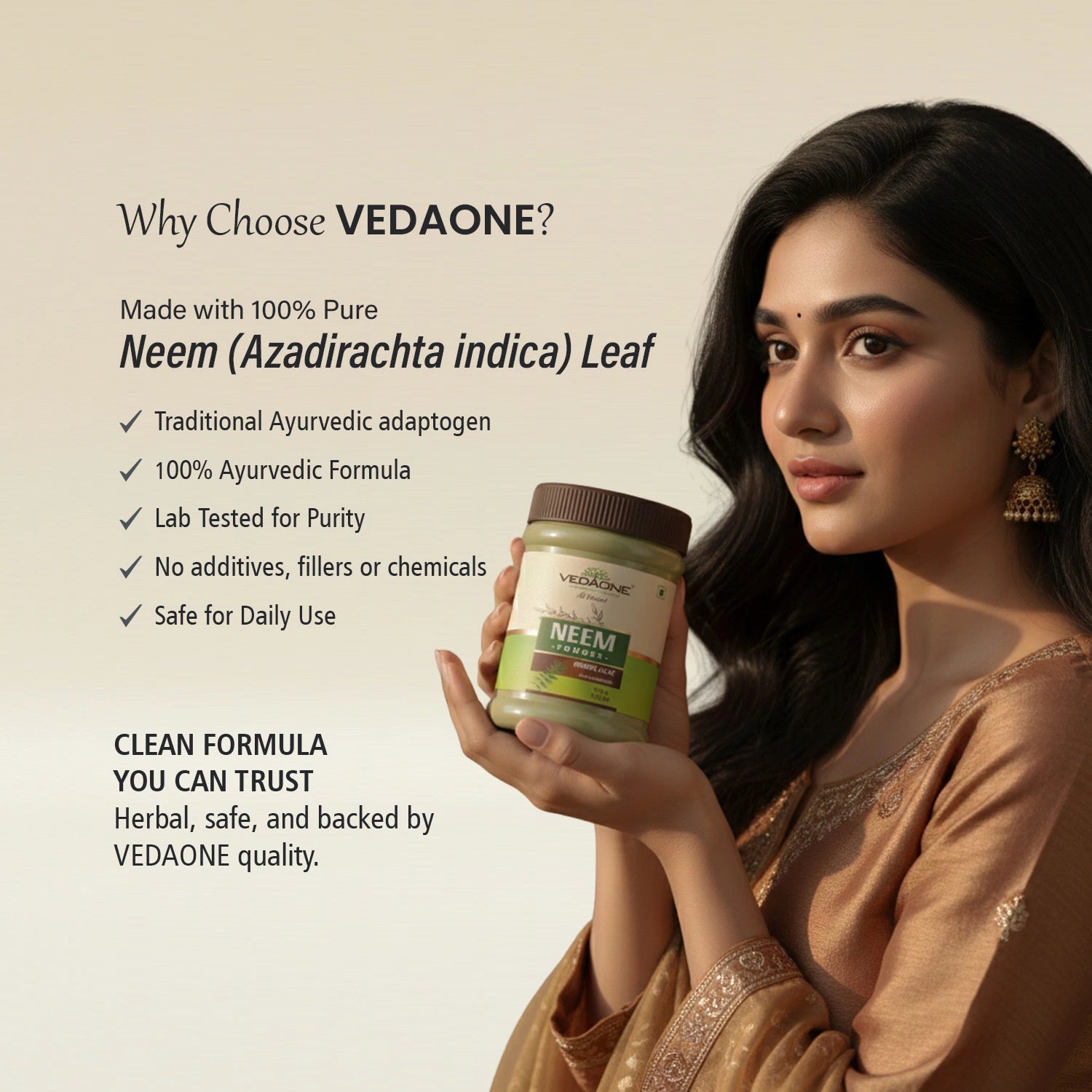 Vedaone Neem Powder 100 g | Pure Azadirachta indica Leaf | Natural Detox & Wellness Support