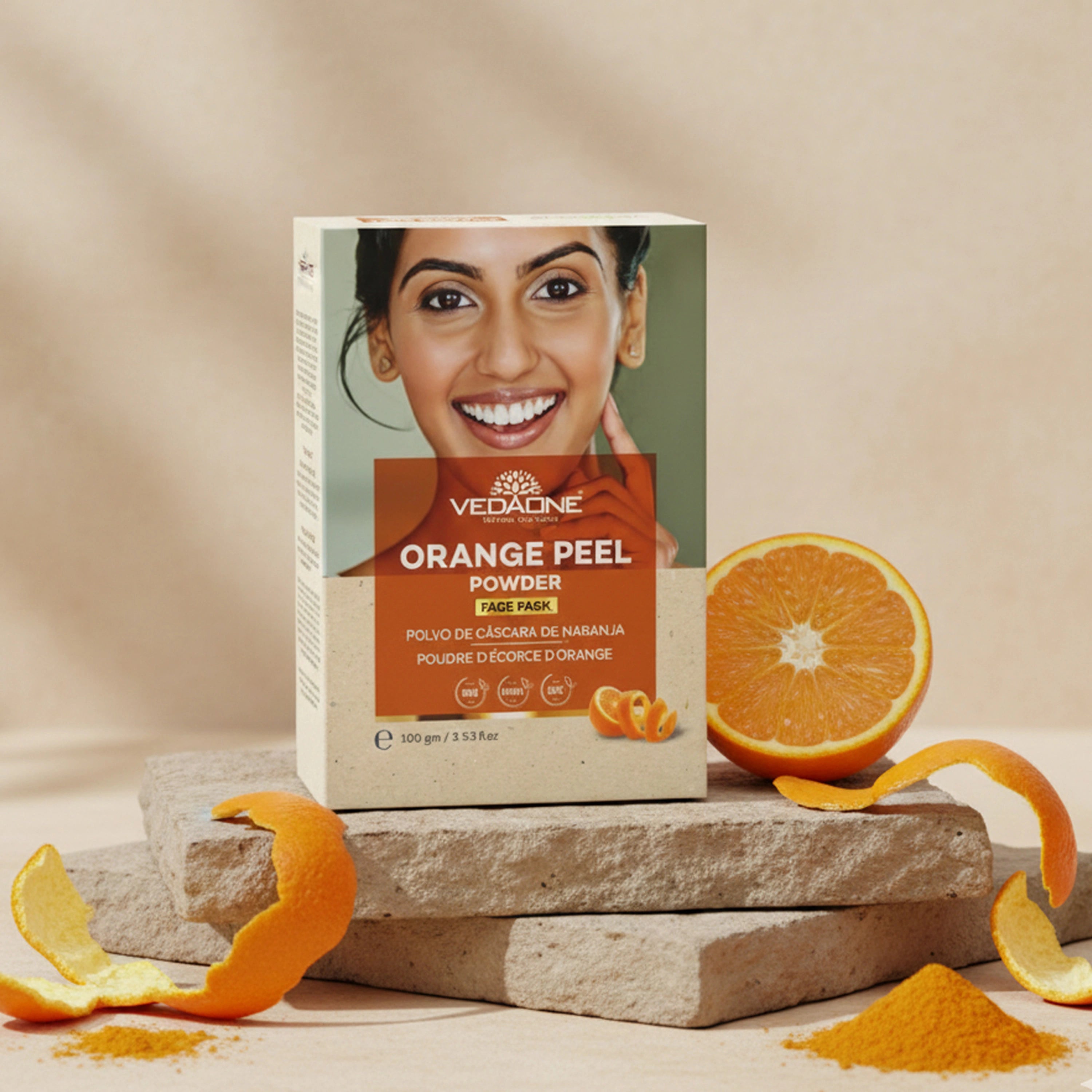 Vedaone Orange Peel Powder Face Pack – 100 g | Natural Glow & Skin Refreshing Care