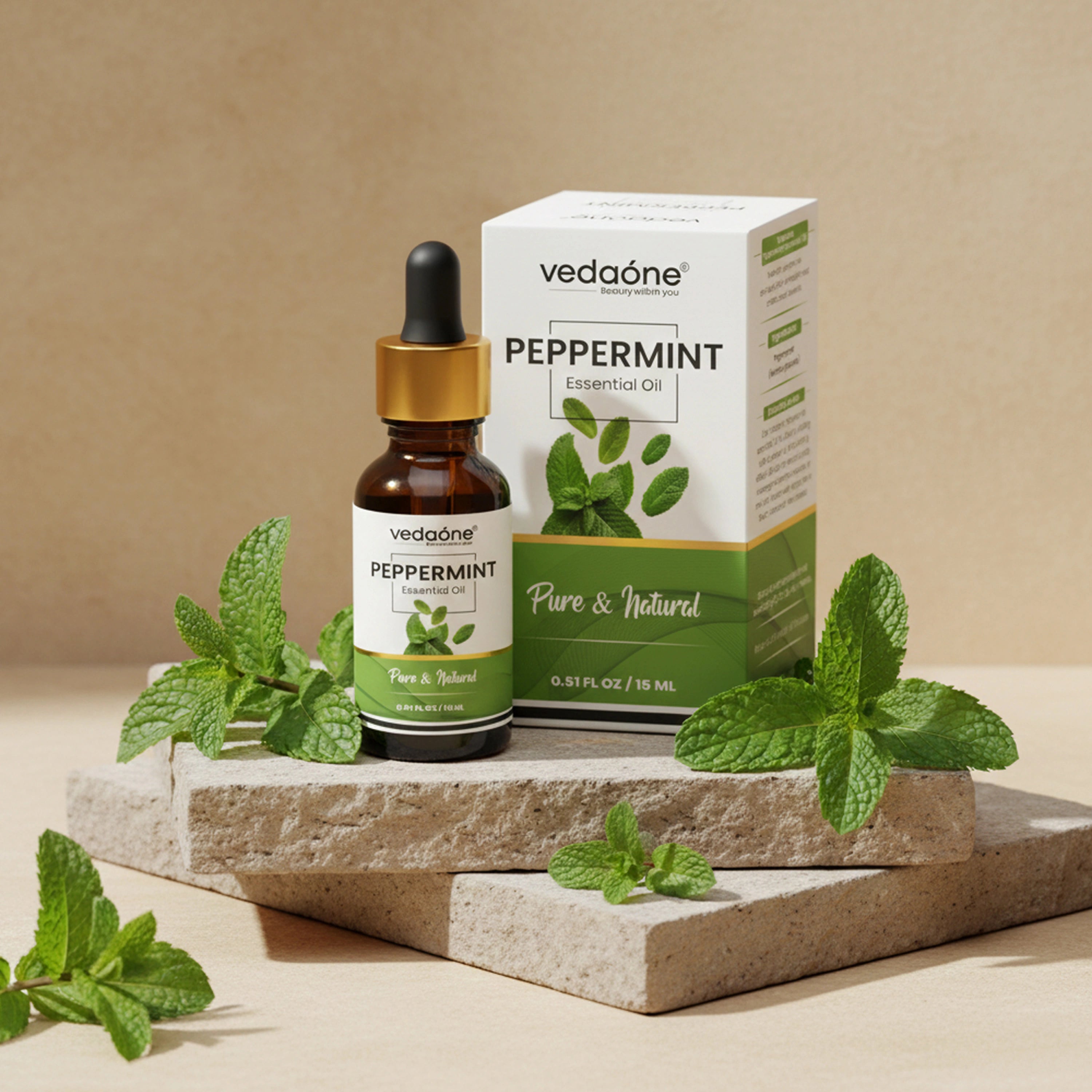 Vedaone Peppermint Essential Oil 15 ml | Refreshing Aromatic Oil for Aromatherapy & Cosmetic Use