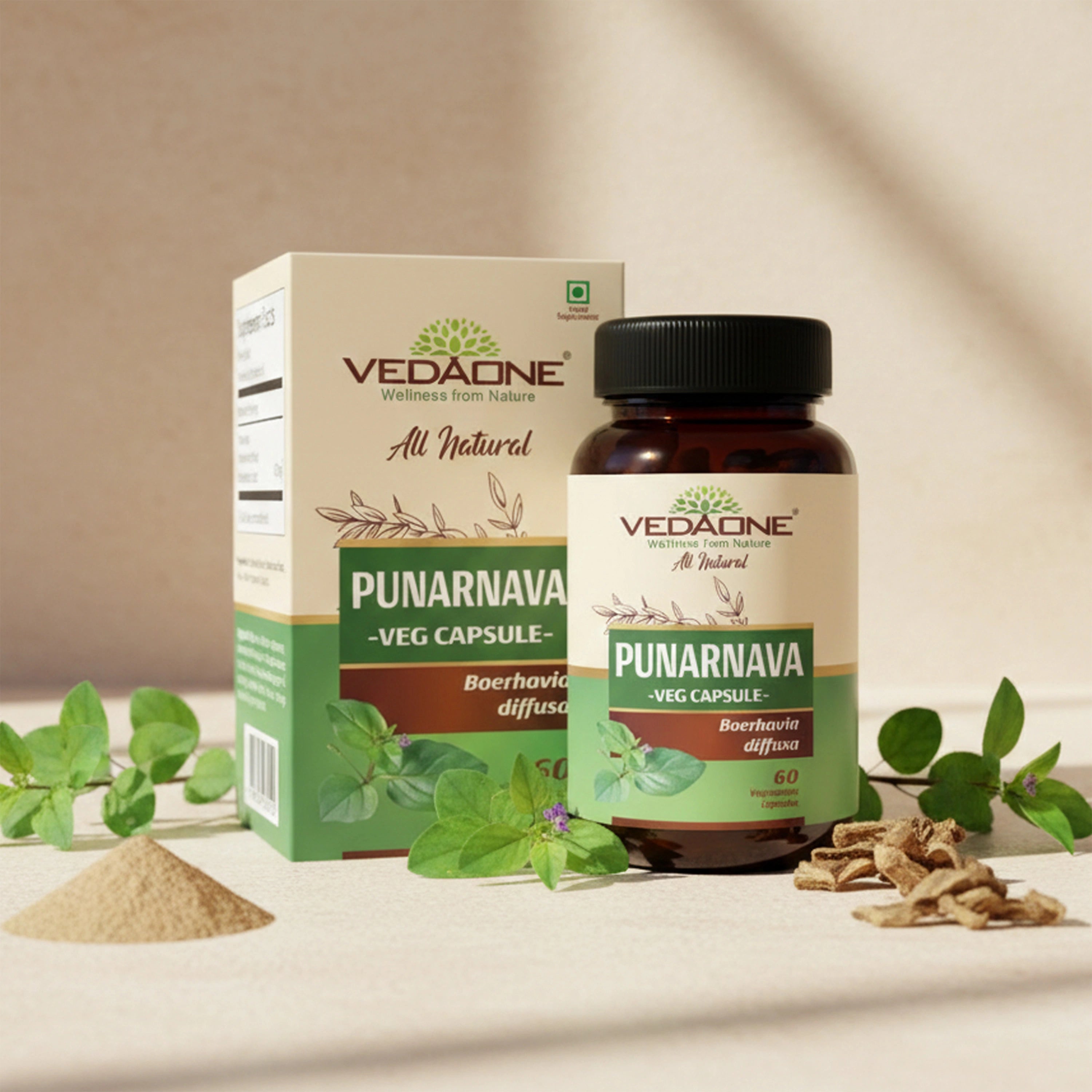 Vedaone Punarnava Capsules 60 Capsules – Herbal Punarnava Supplement for Daily Wellness & Natural Balance