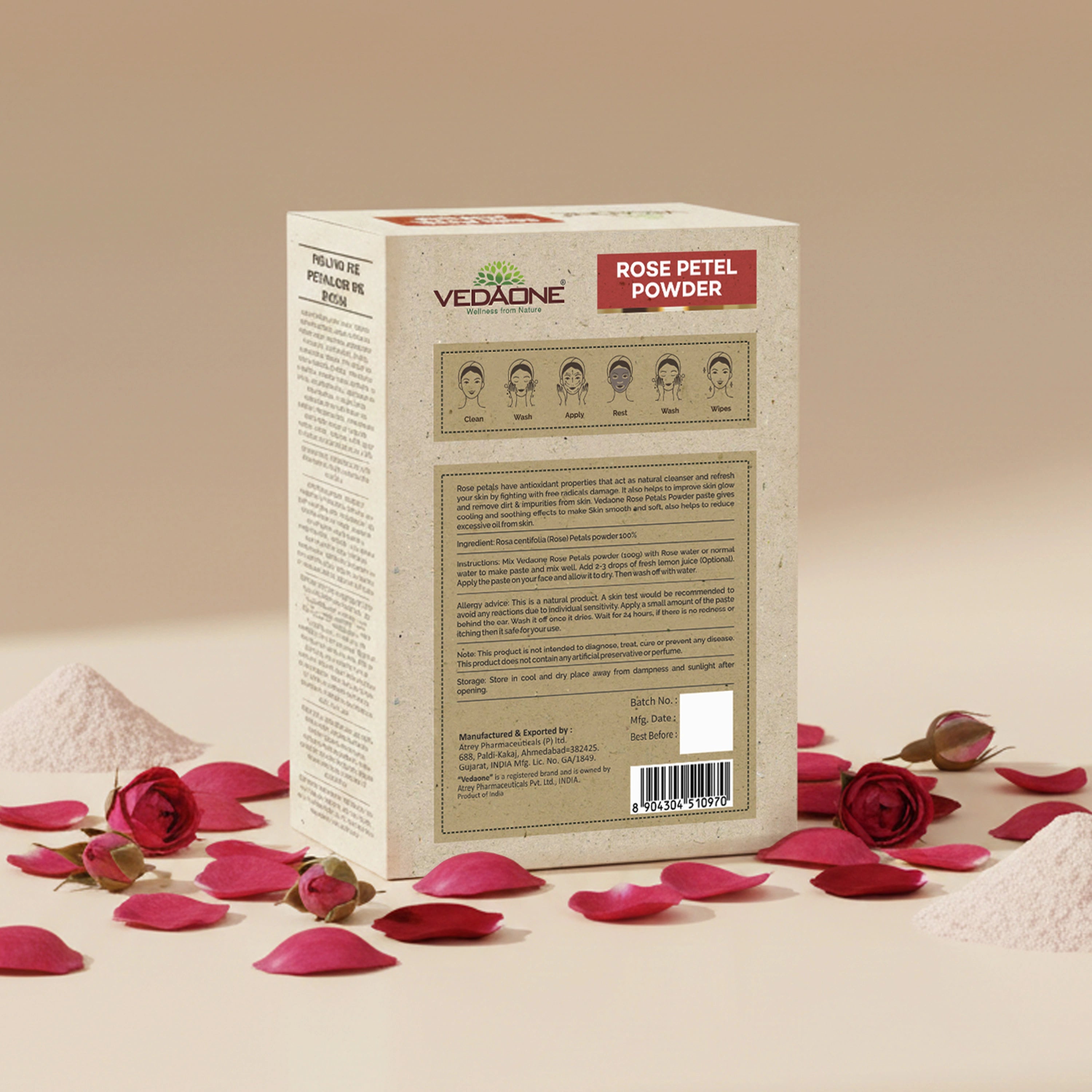 Vedaone Rose Petals Powder Face Pack – 100 g | Natural Hydration & Skin Soothing Care