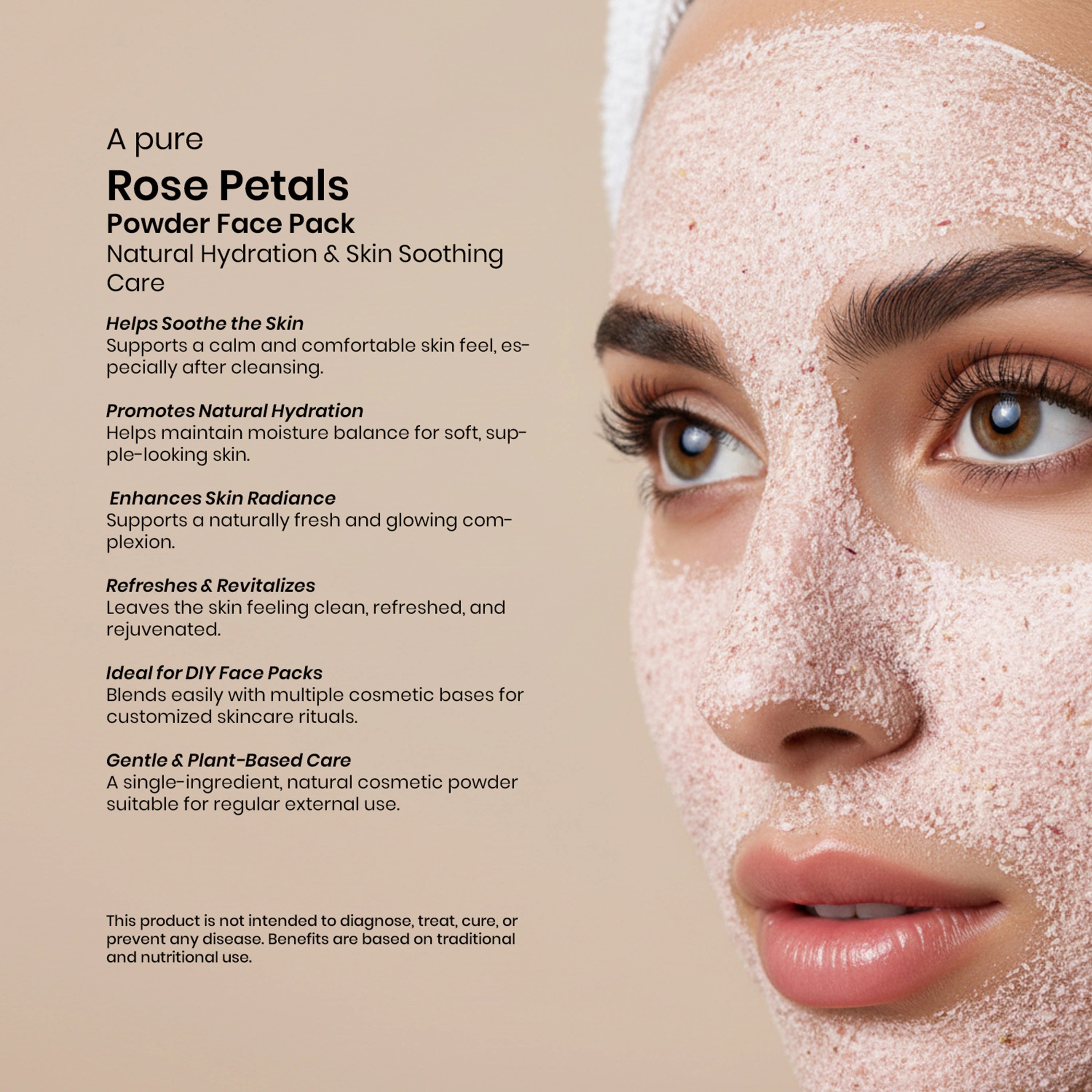 Vedaone Rose Petals Powder Face Pack – 100 g | Natural Hydration & Skin Soothing Care
