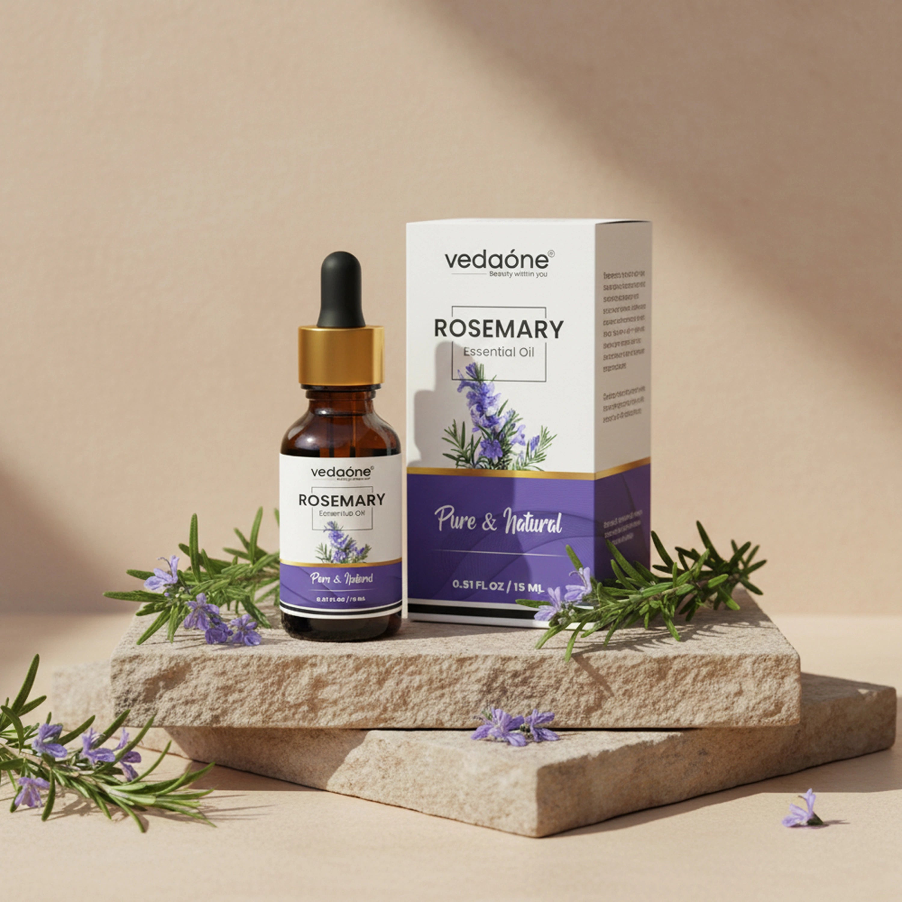 Vedaone Rosemary Essential Oil 15 ml | Pure Botanical Oil for Aromatherapy & Cosmetic Use