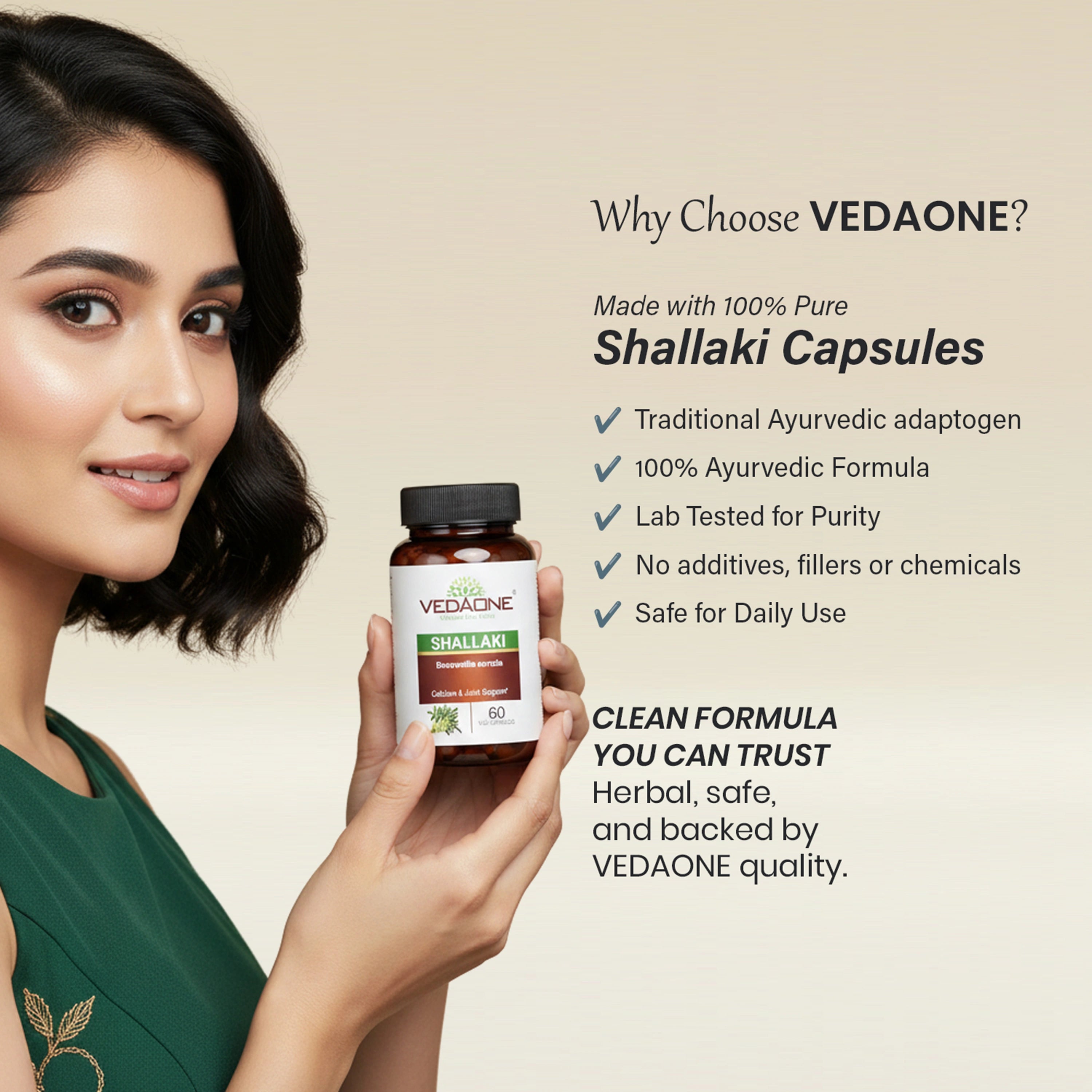 Vedaone Shallaki 60 Veg Capsules | Boswellia serrata for Joint Comfort, Mobility & Inflammation Support