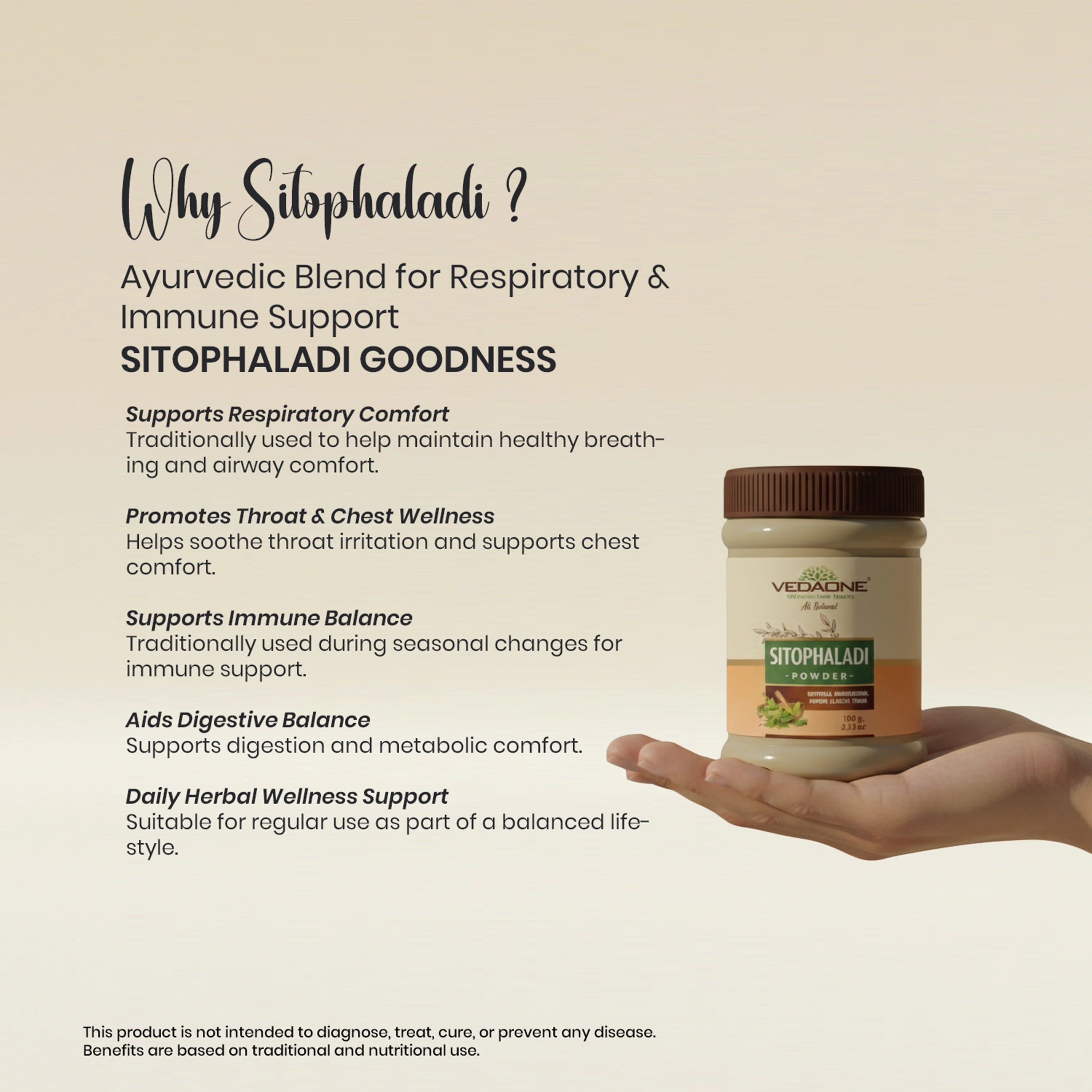 Vedaone Sitophaladi Powder 100 g | Traditional Ayurvedic Blend for Respiratory & Immune Support