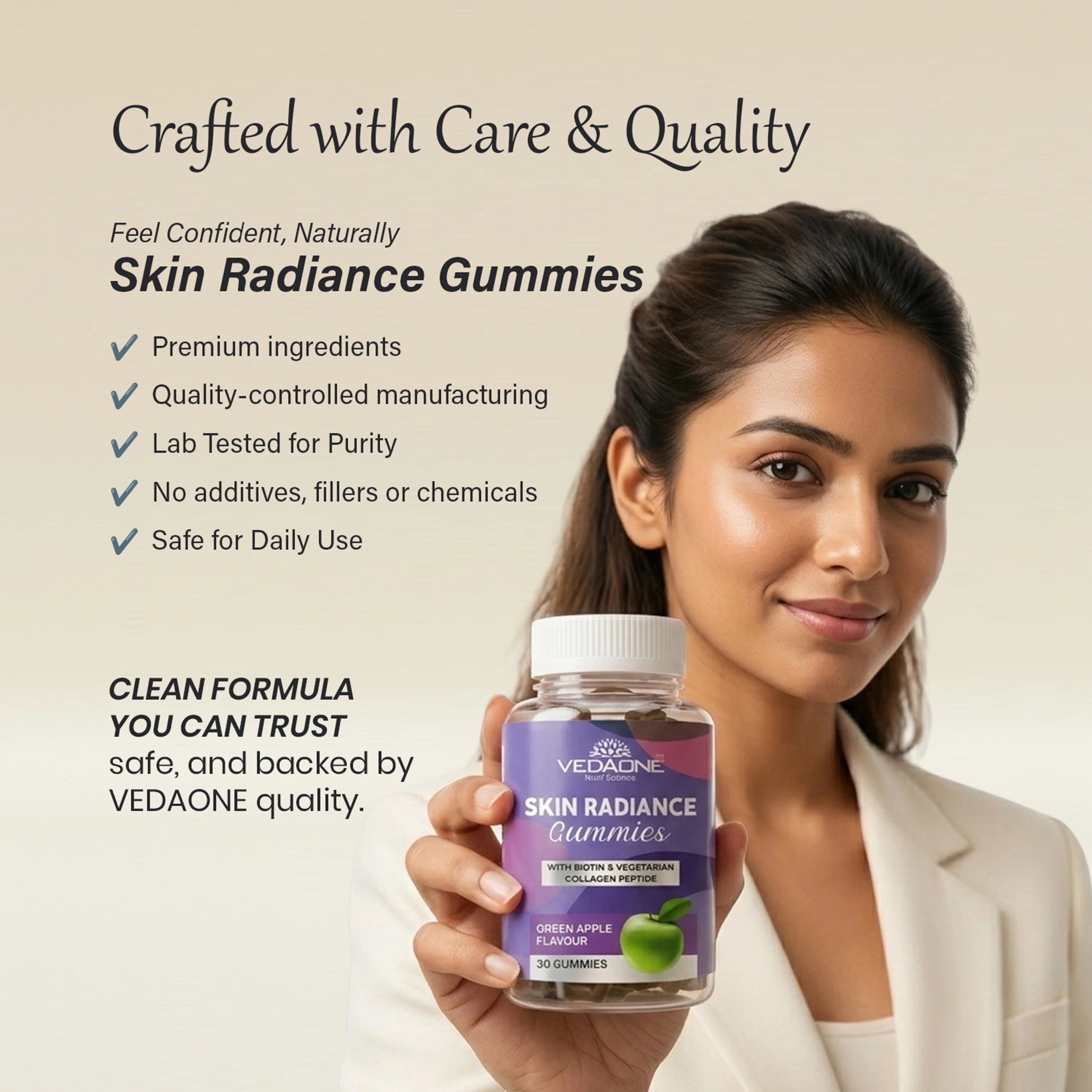 Vedaone Skin Radiance Gummies – 30 Gummies | Advanced Skin Nourishment | Glow, Elasticity & Skin Nourishment