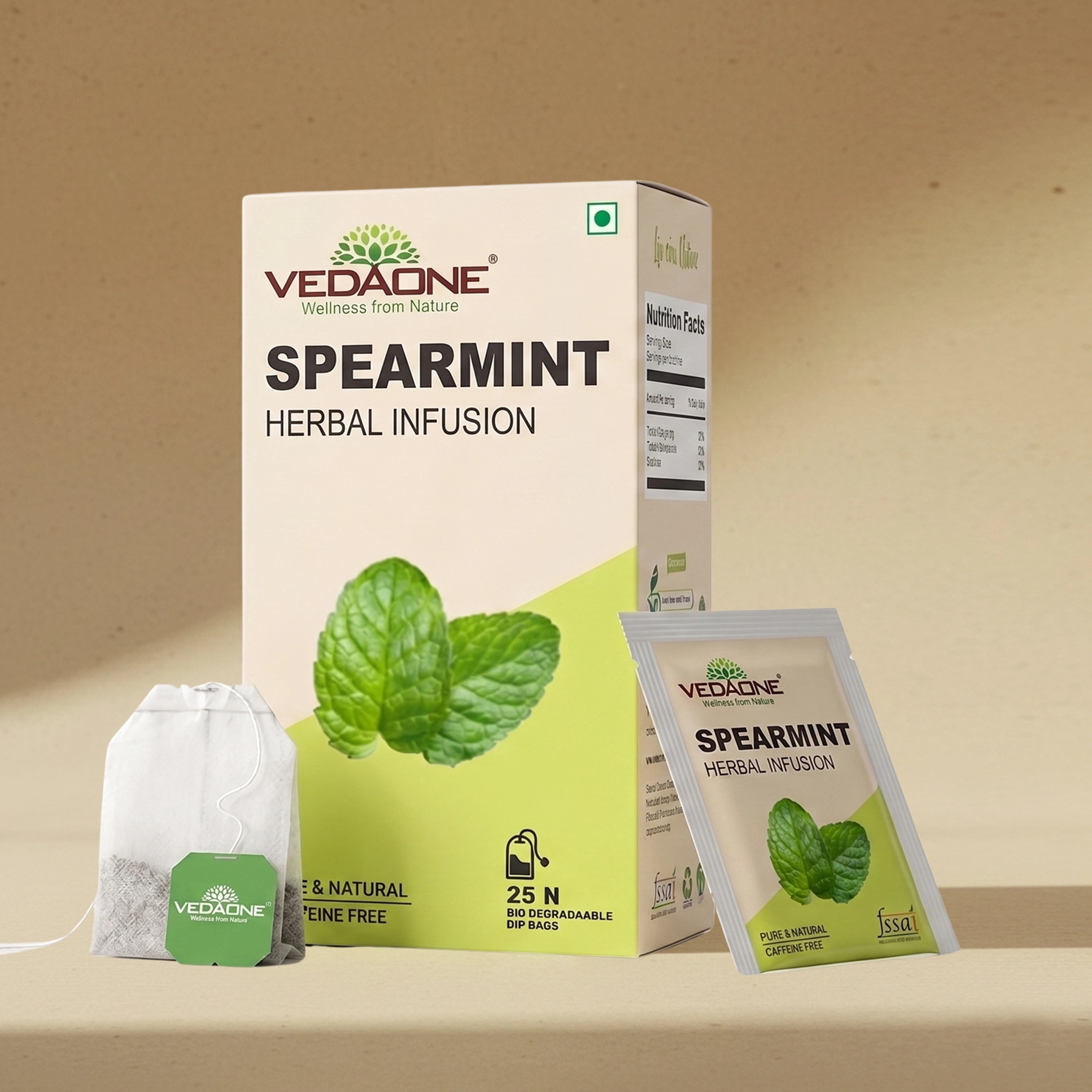 Vedaone Spearmint Tea — 25 Dip Bags | Refreshing Herbal Infusion Inspired by Women’s Wellness