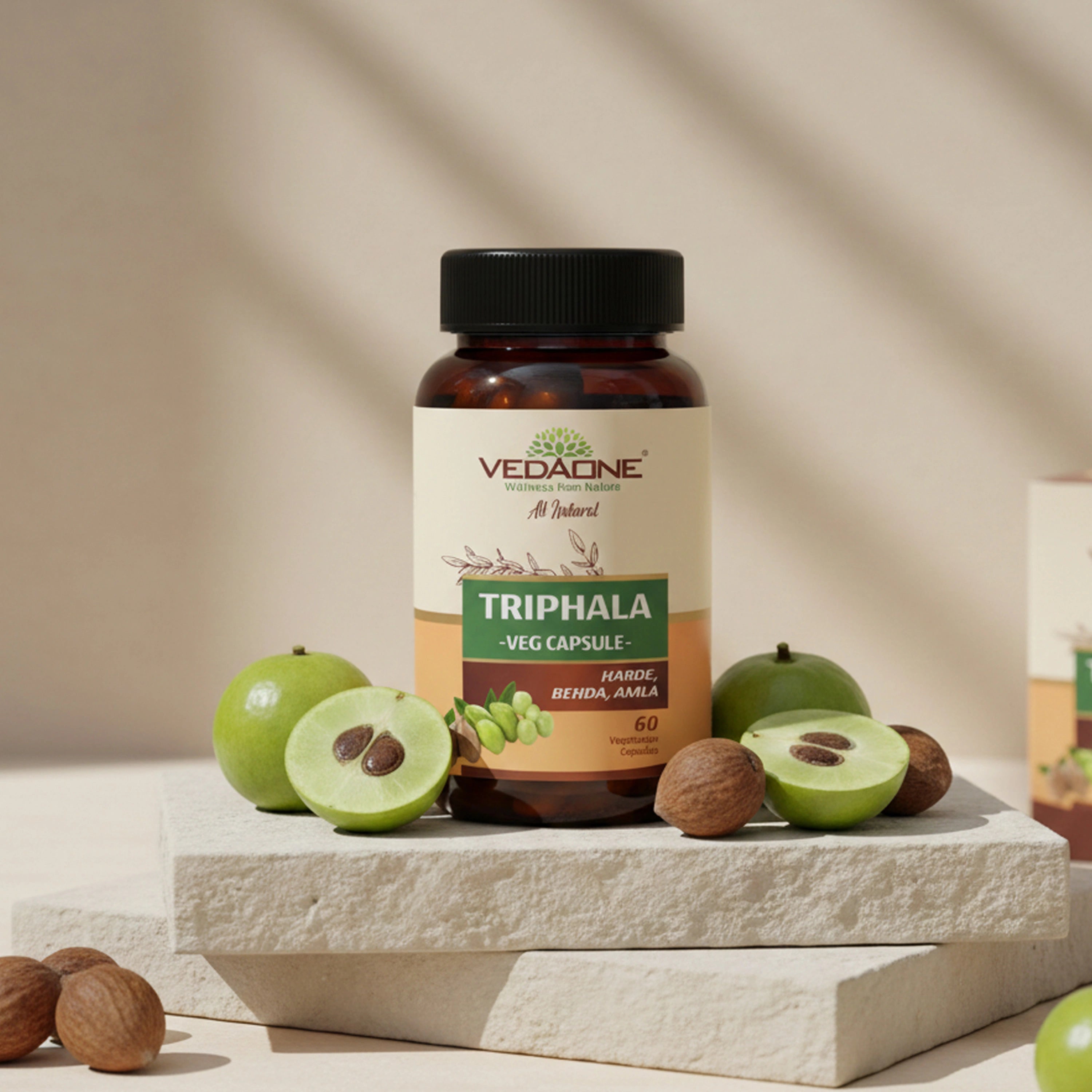 Vedaone Triphala Capsules 60 Capsules – Herbal Triphala Supplement with Haritaki, Amla & Baheda for Daily Wellness