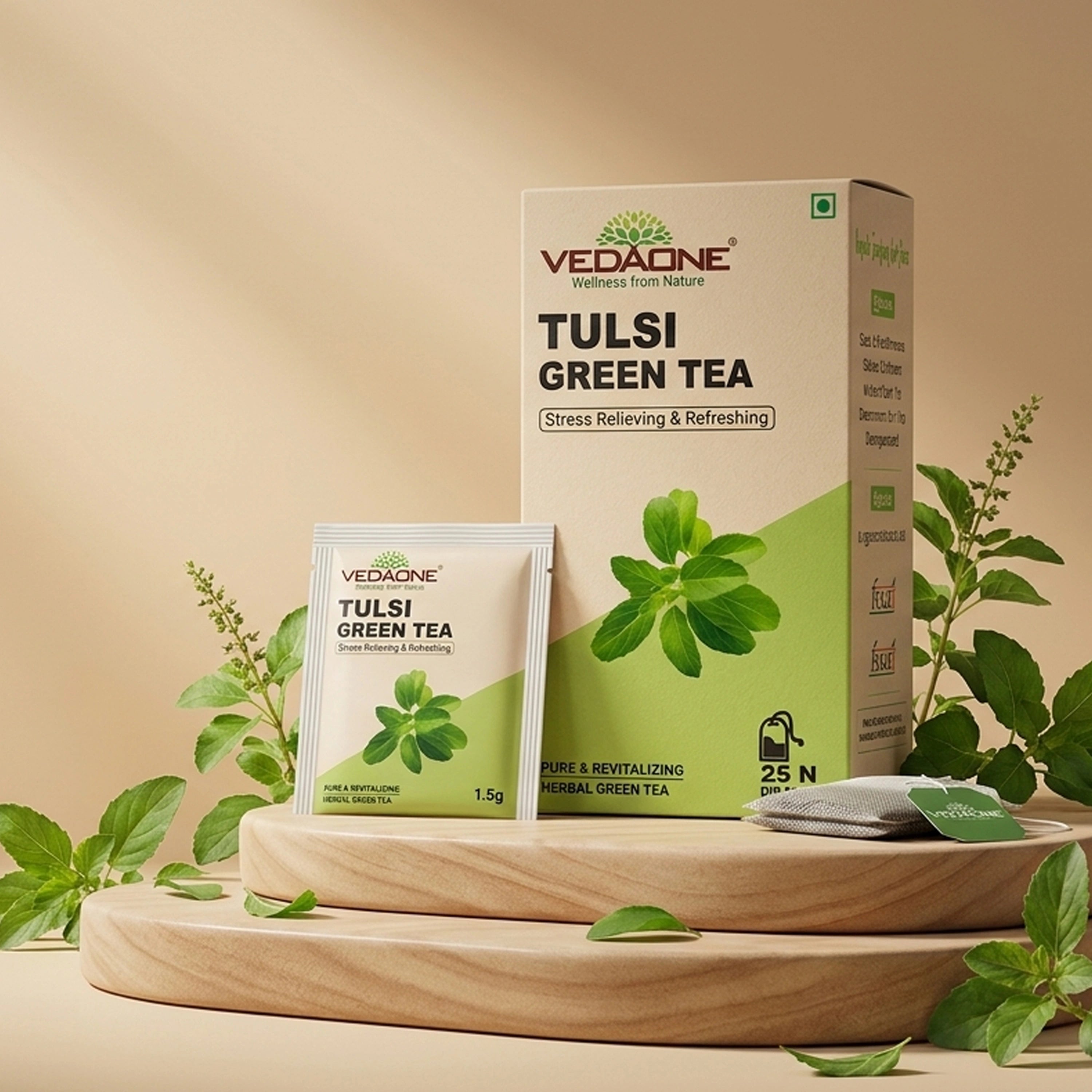 Vedaone Tulsi Green Tea – 25 Dip Bags (Tulsi Infused Green Tea)