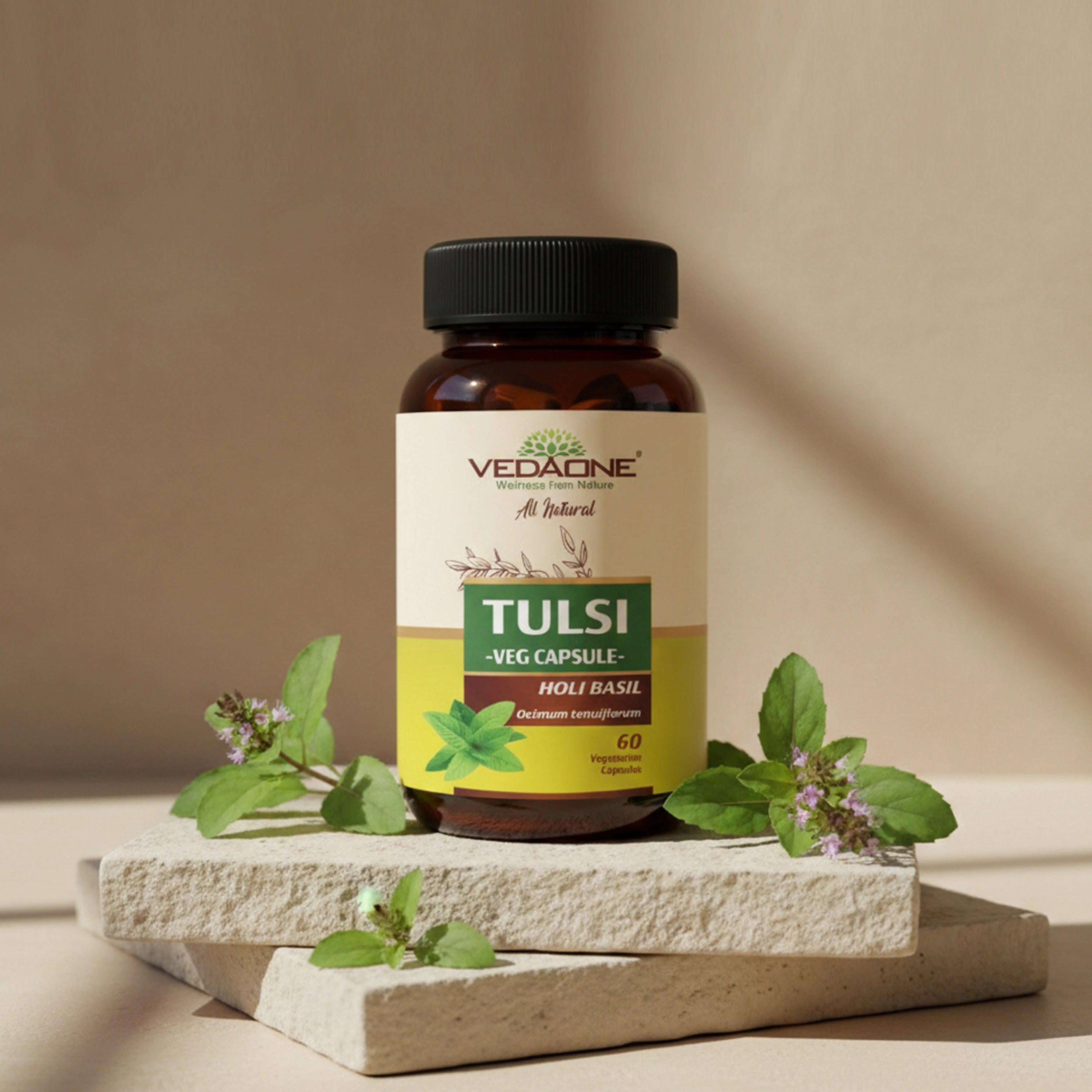 Vedaone Tulsi Capsules 60 Capsules – Herbal Tulsi Supplement for Daily Wellness & Immune Support