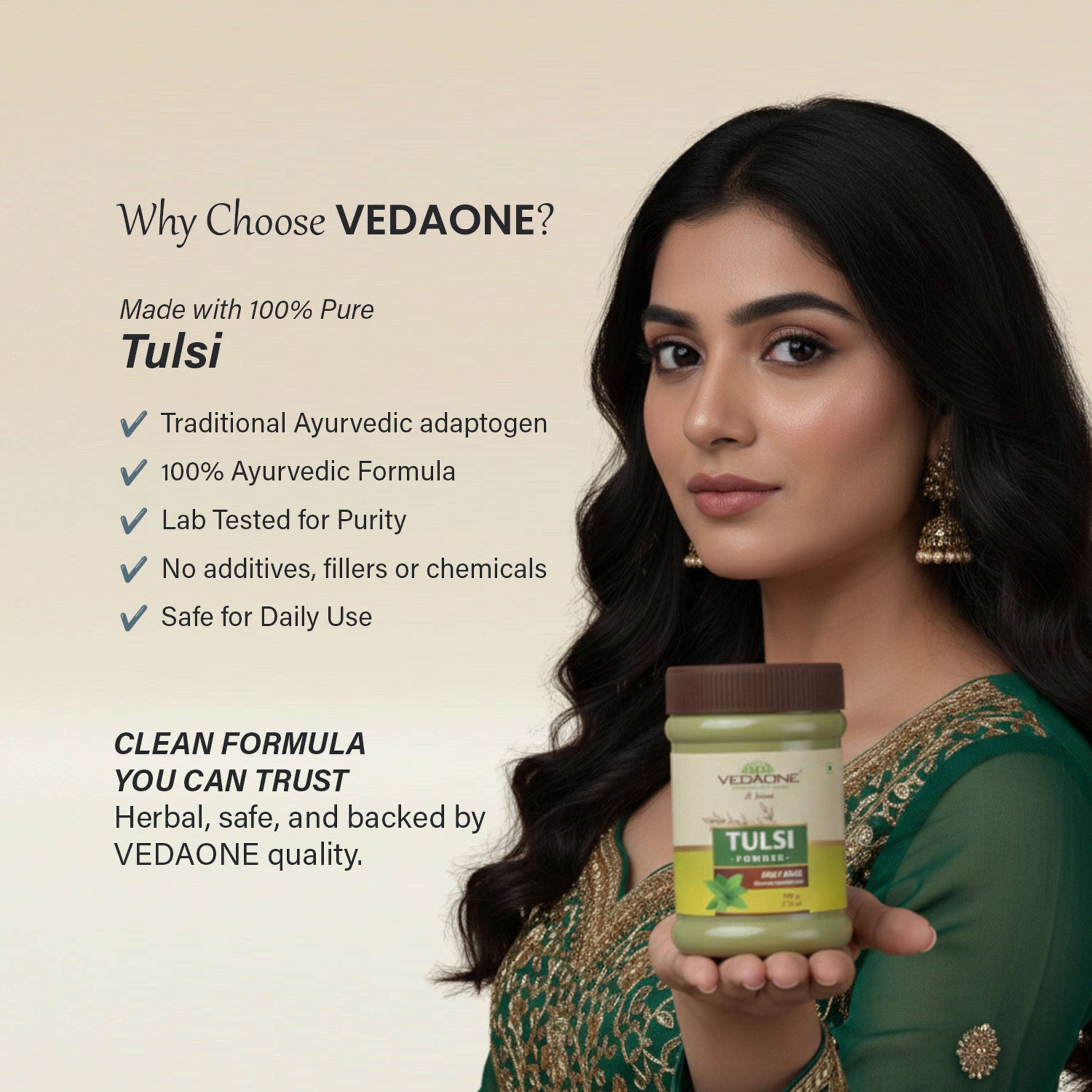 Vedaone Tulsi Powder 100 g | Holy Basil for Respiratory, Immunity & Daily Wellness Support