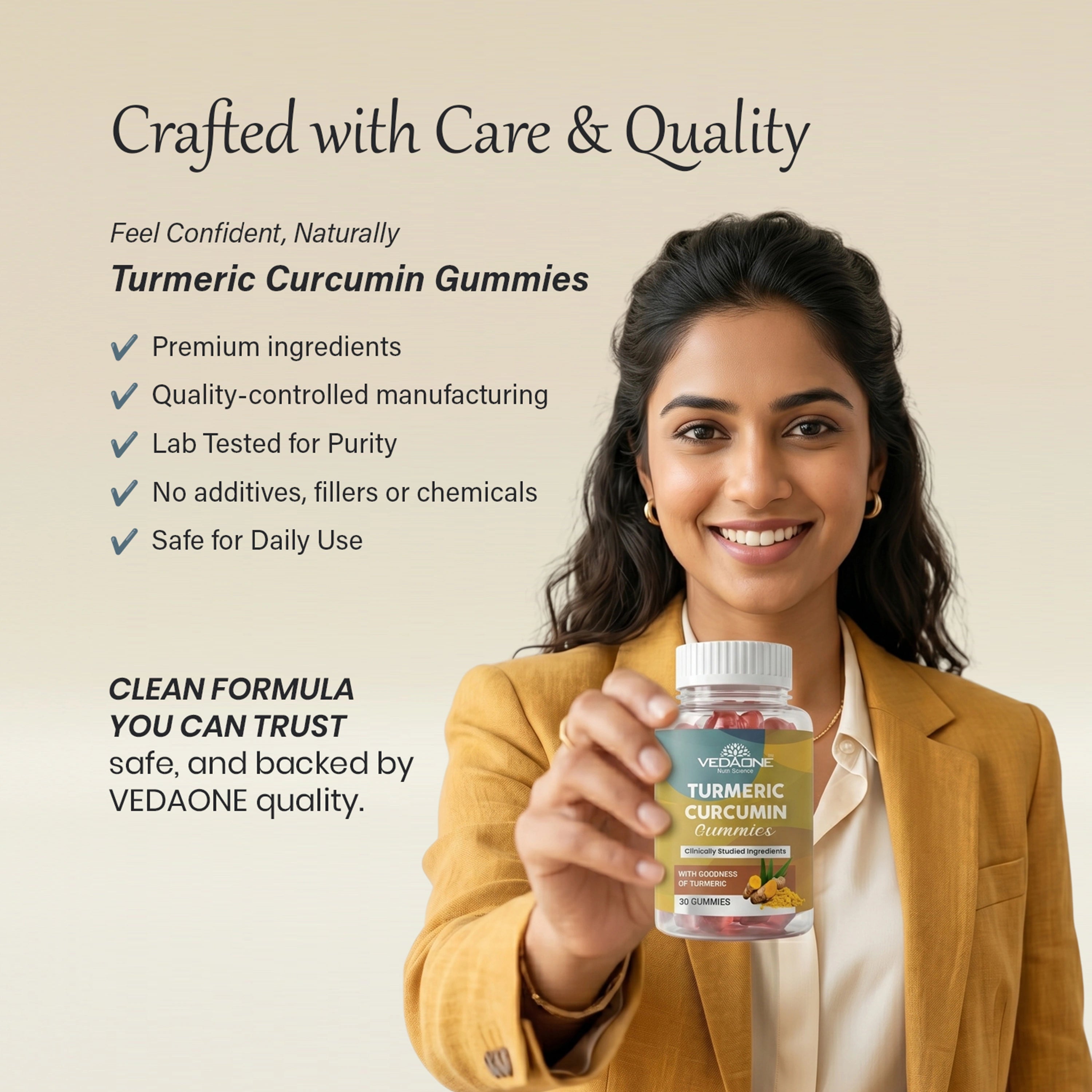 Vedaone Turmeric Curcumin Gummies – 30 Gummies | Joint Support, Antioxidant & Daily Wellness