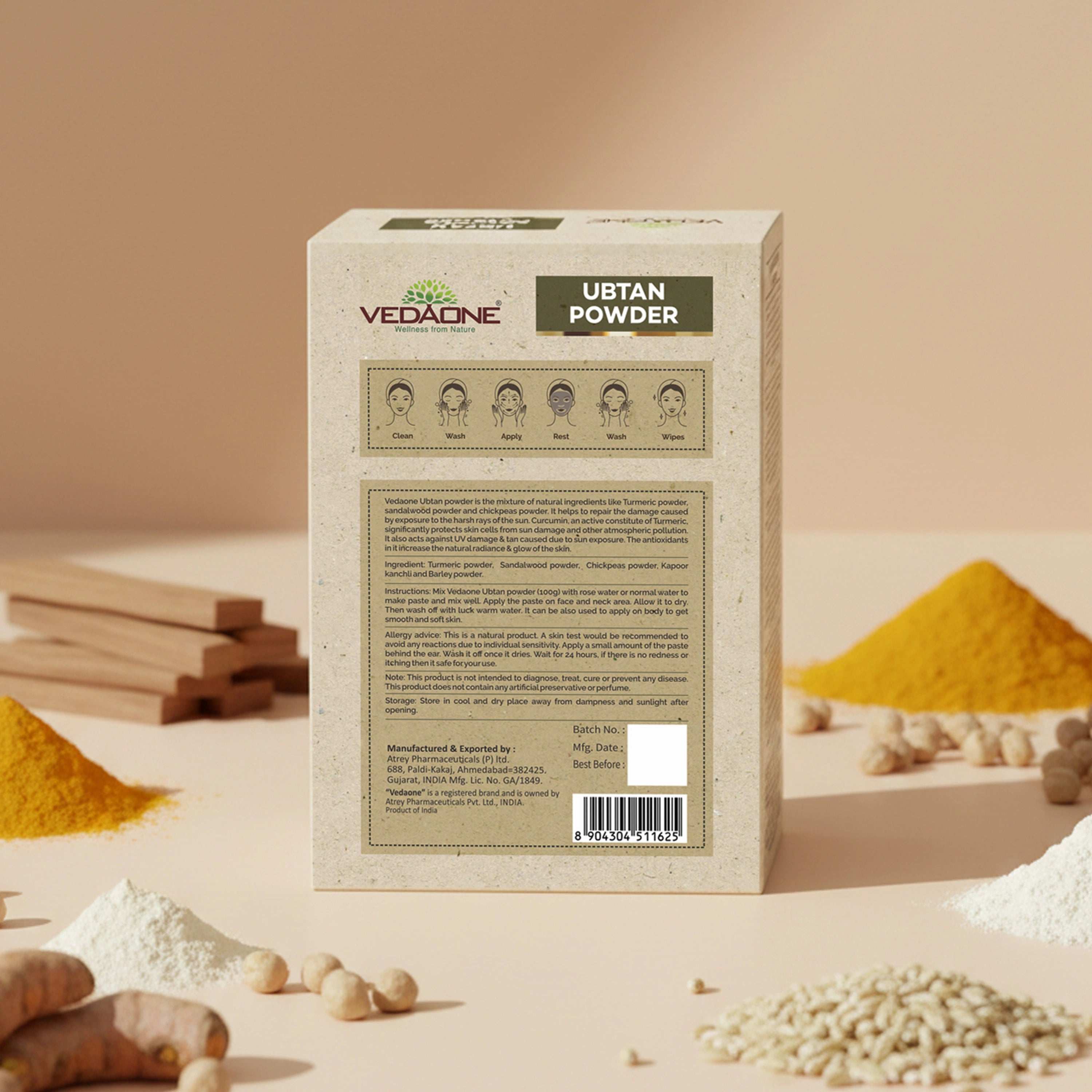 Vedaone Ubtan Powder Face & Body Pack – 100 g | Traditional Glow & Skin Cleansing Care