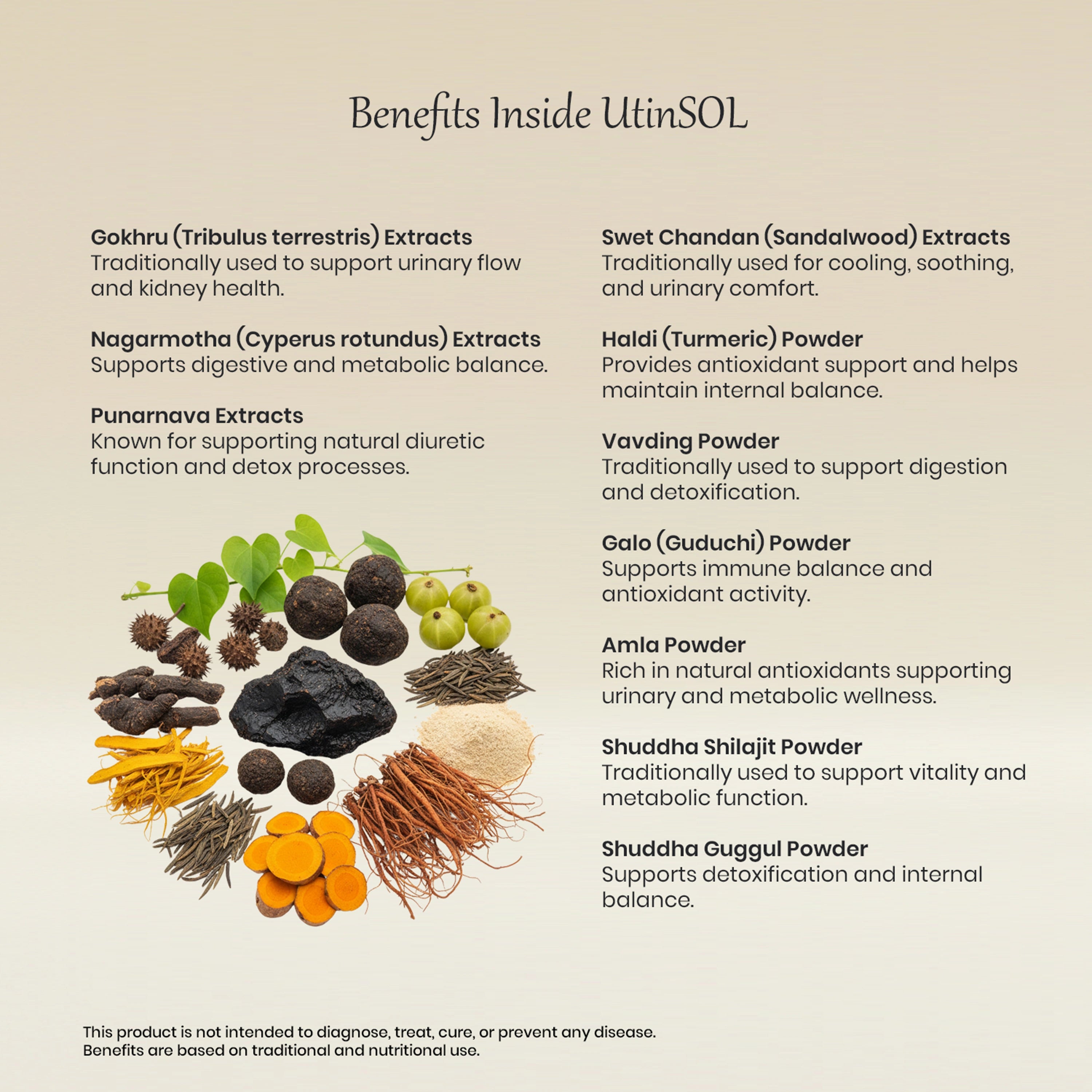 Vedaone UtinSOL Tablets 60 Tablets | Ayurvedic Support for Urinary Tract Health & Natural Diuretic Balance