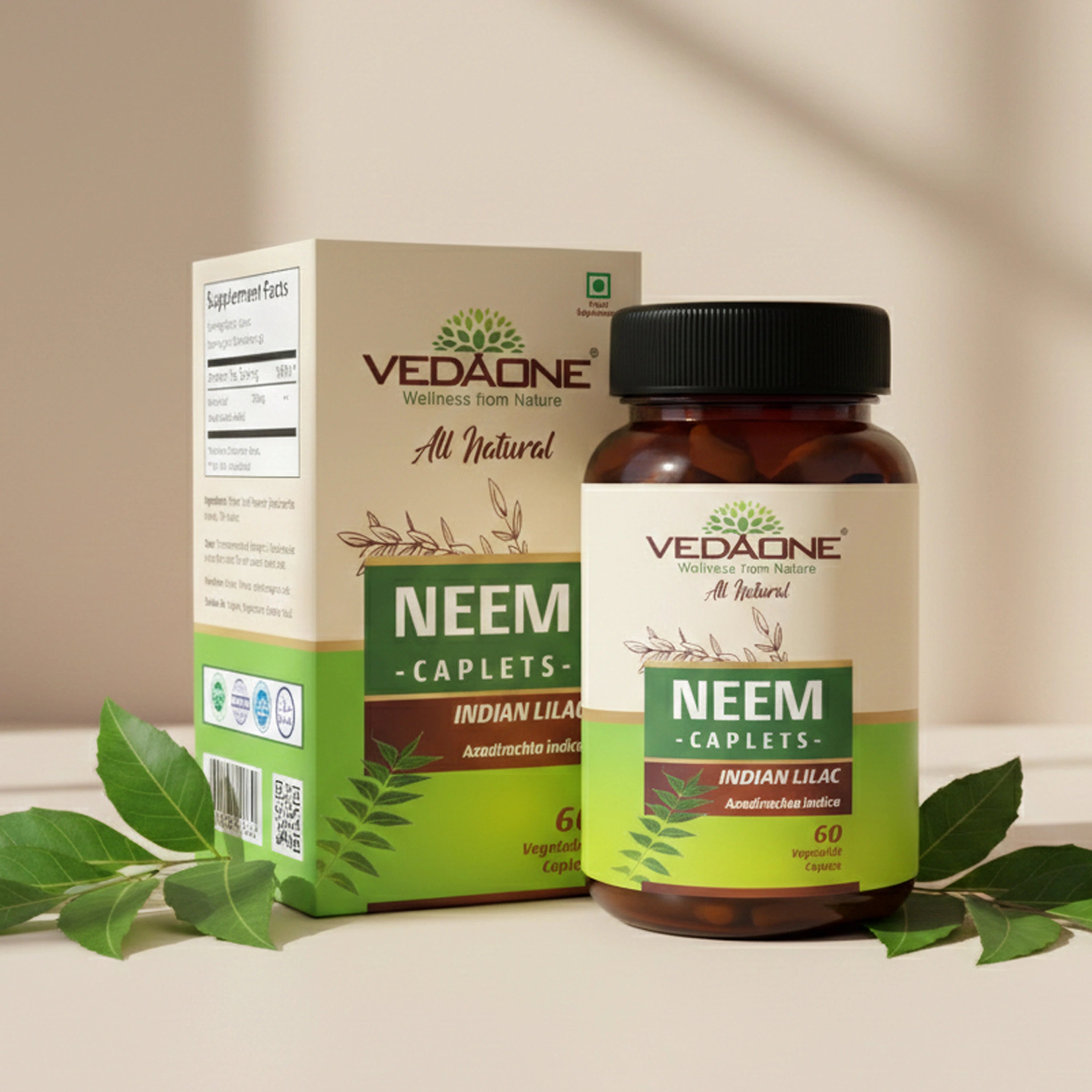 Vedaone Neem Caplets – 60 Caplets | Herbal Daily Wellness & Balance Support