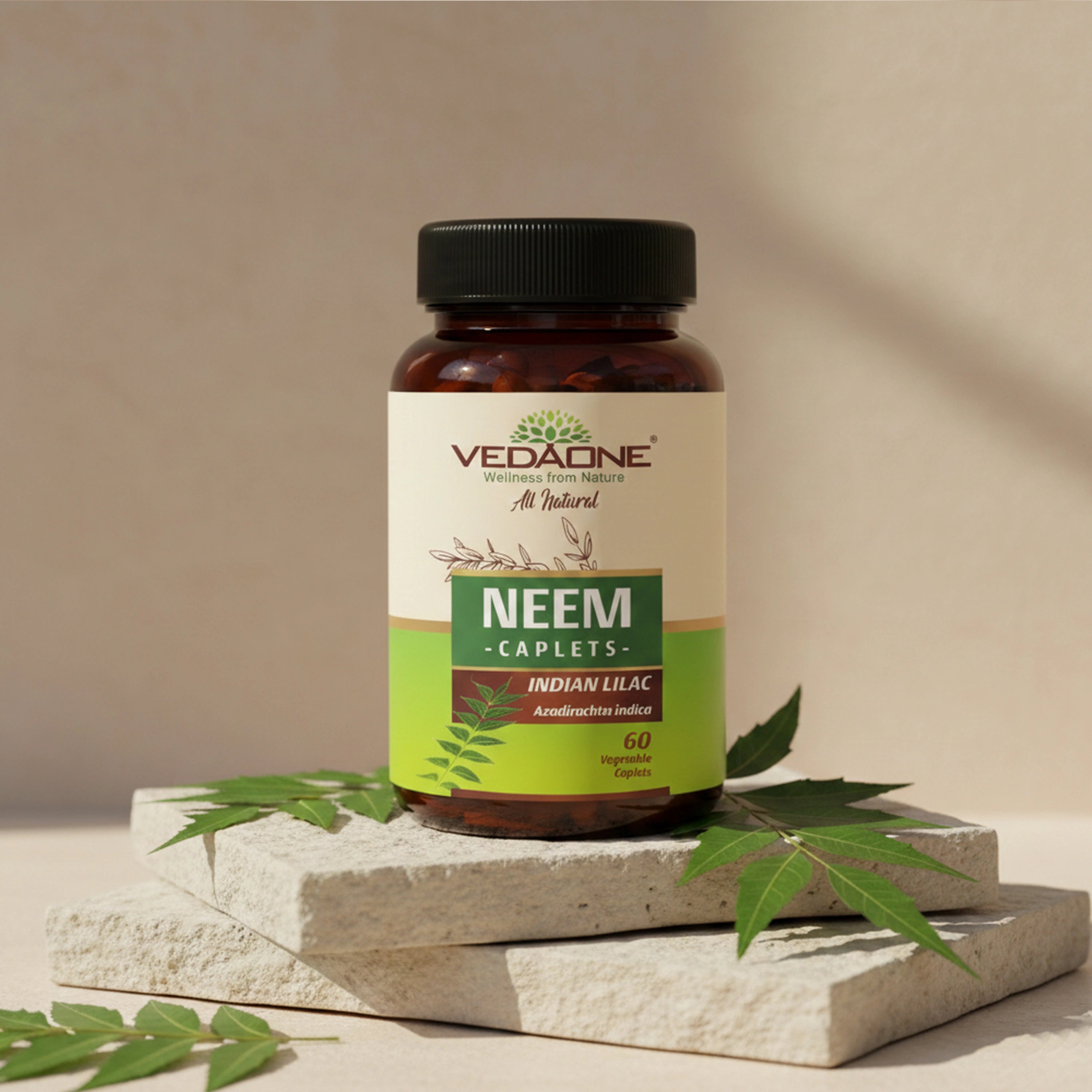 Vedaone Neem Caplets – 60 Caplets | Herbal Daily Wellness & Balance Support