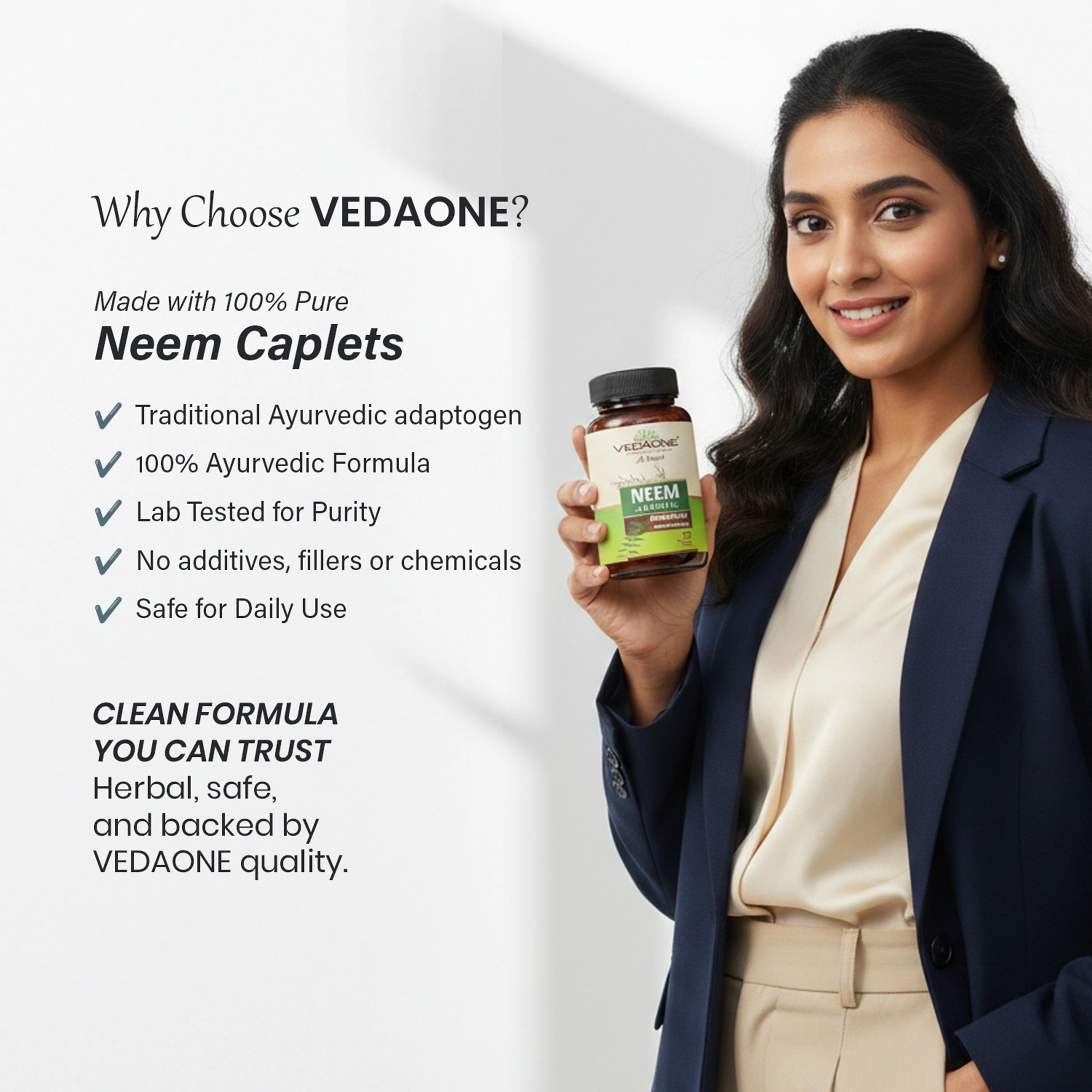 Vedaone Neem Caplets – 60 Caplets | Herbal Daily Wellness & Balance Support