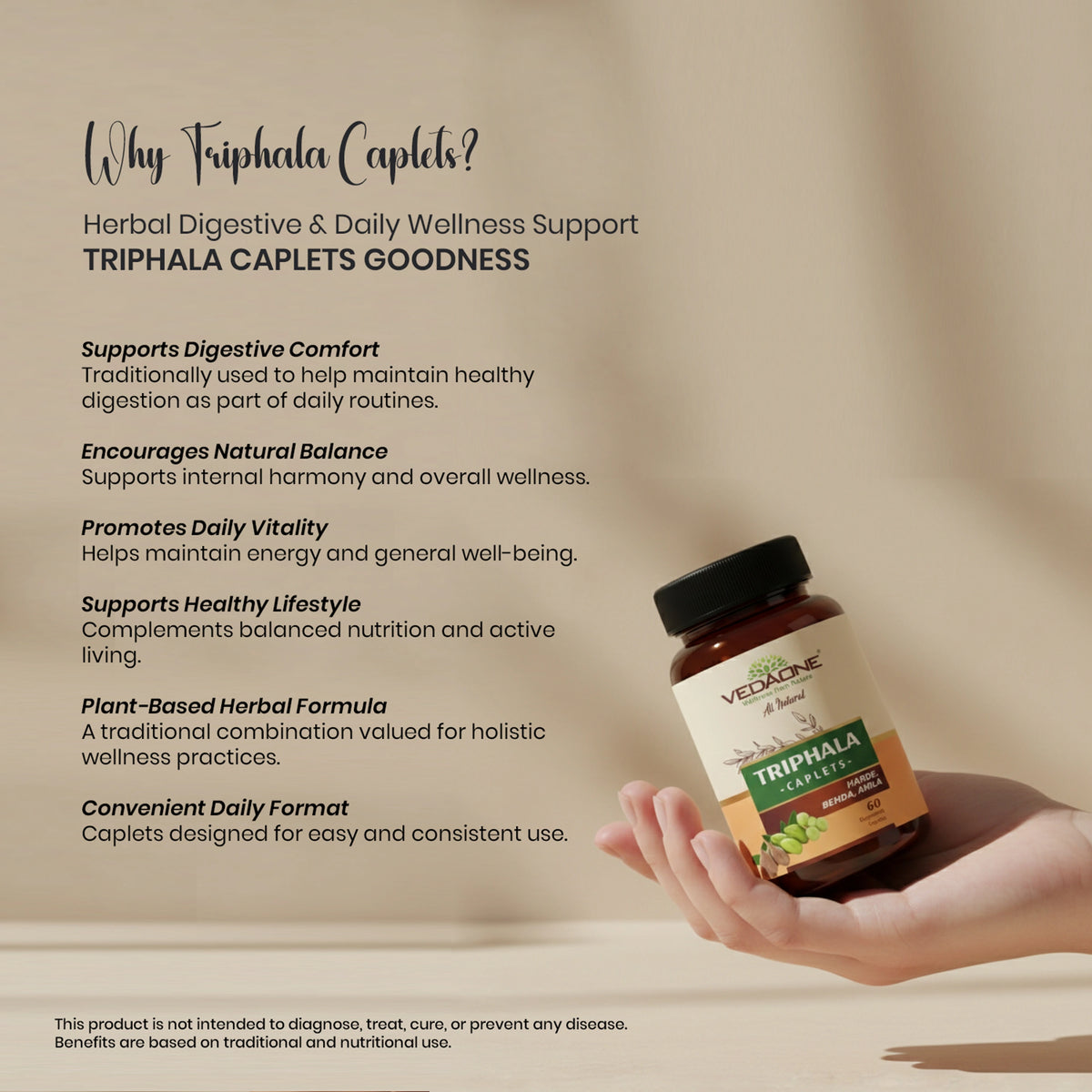 Vedaone Triphala Caplets – 60 Caplets | Herbal Digestive & Daily Welln ...