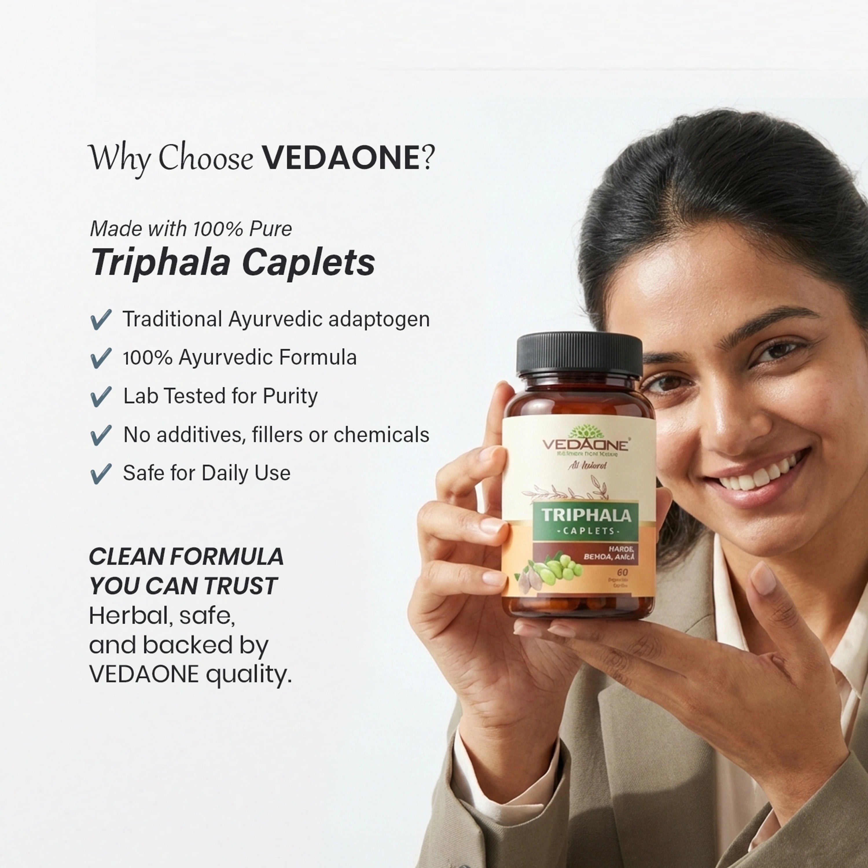 Vedaone Triphala Caplets – 60 Caplets | Herbal Digestive & Daily Wellness Support