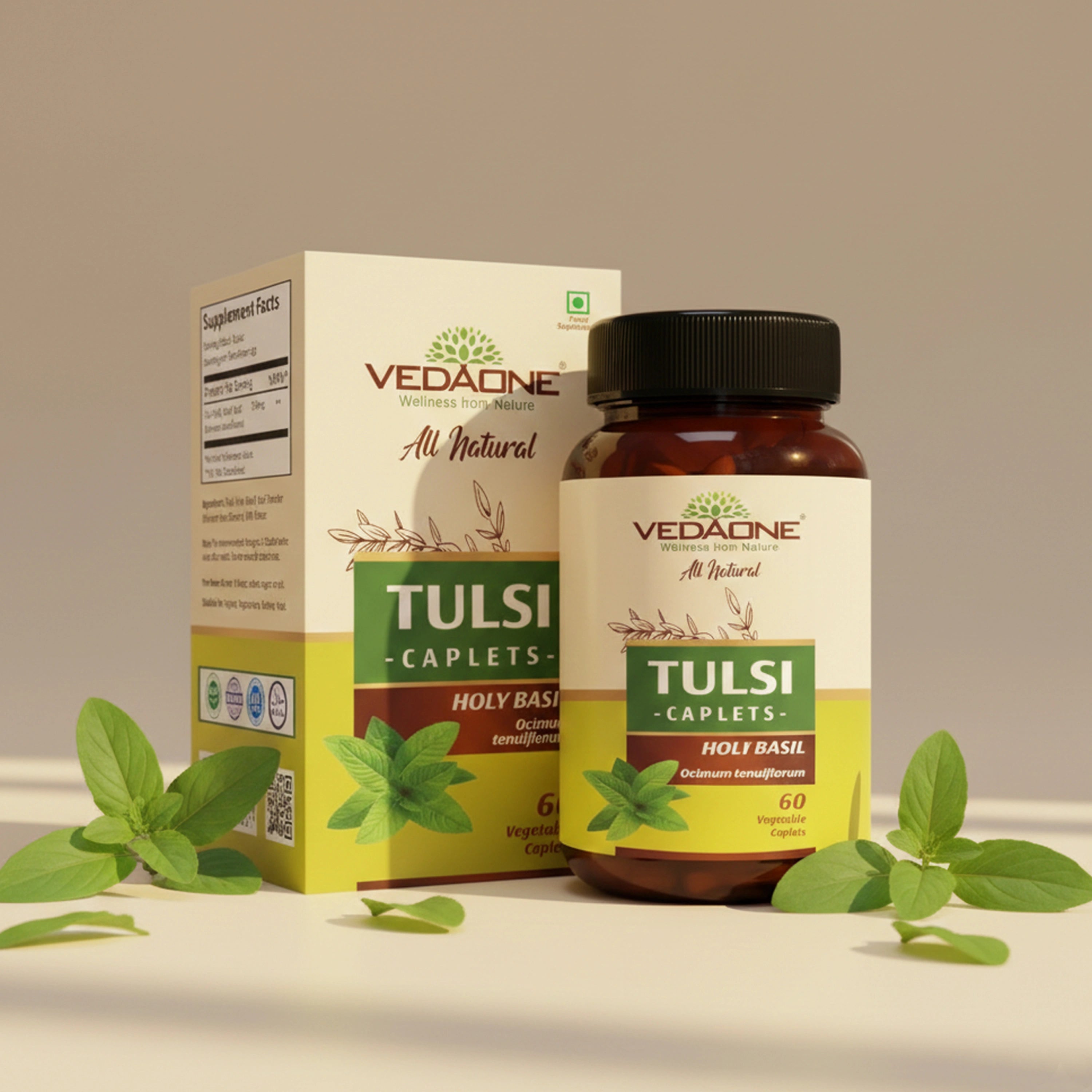 Vedaone Tulsi Caplets – 60 Caplets | Herbal Daily Wellness & Vitality Support