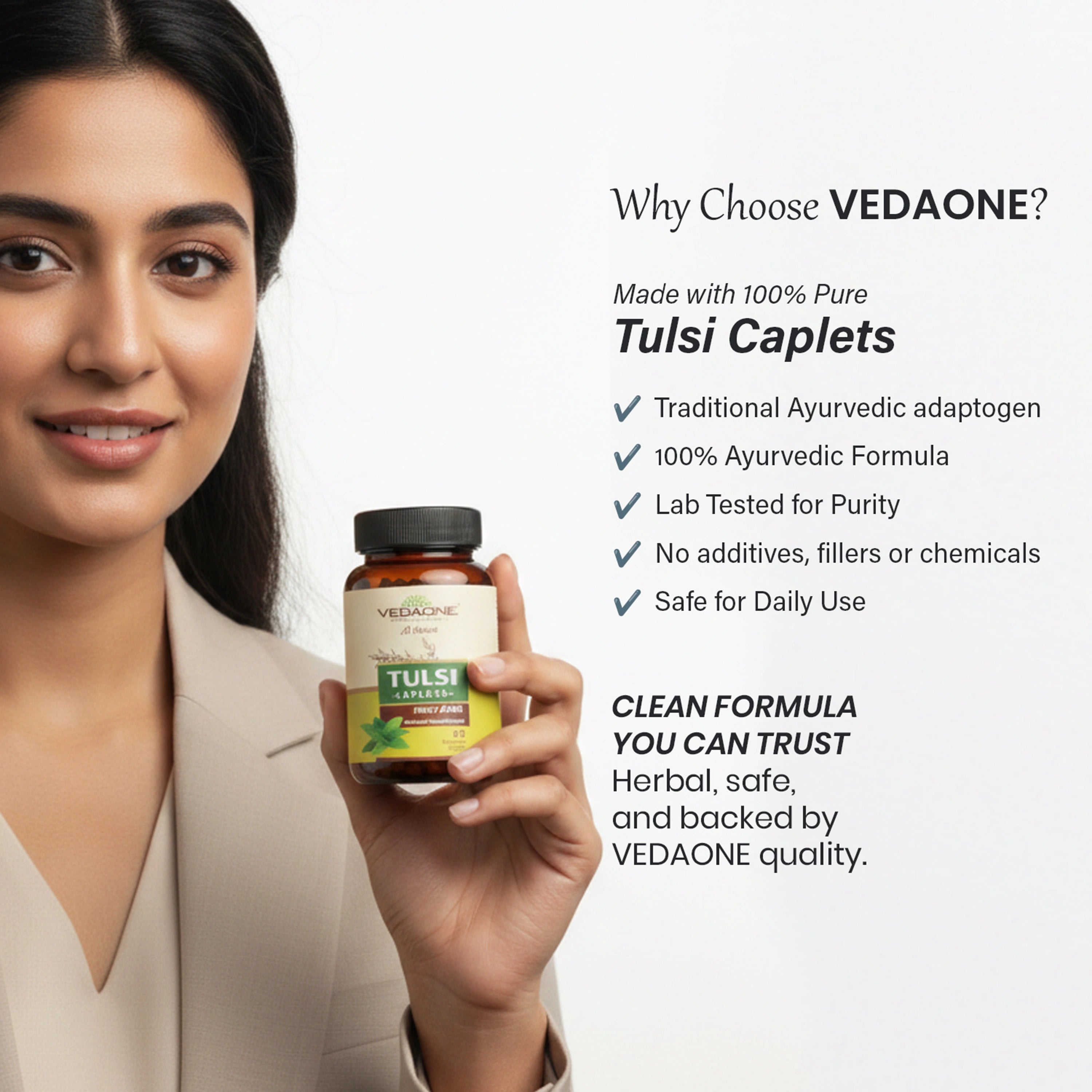 Vedaone Tulsi Caplets – 60 Caplets | Herbal Daily Wellness & Vitality Support