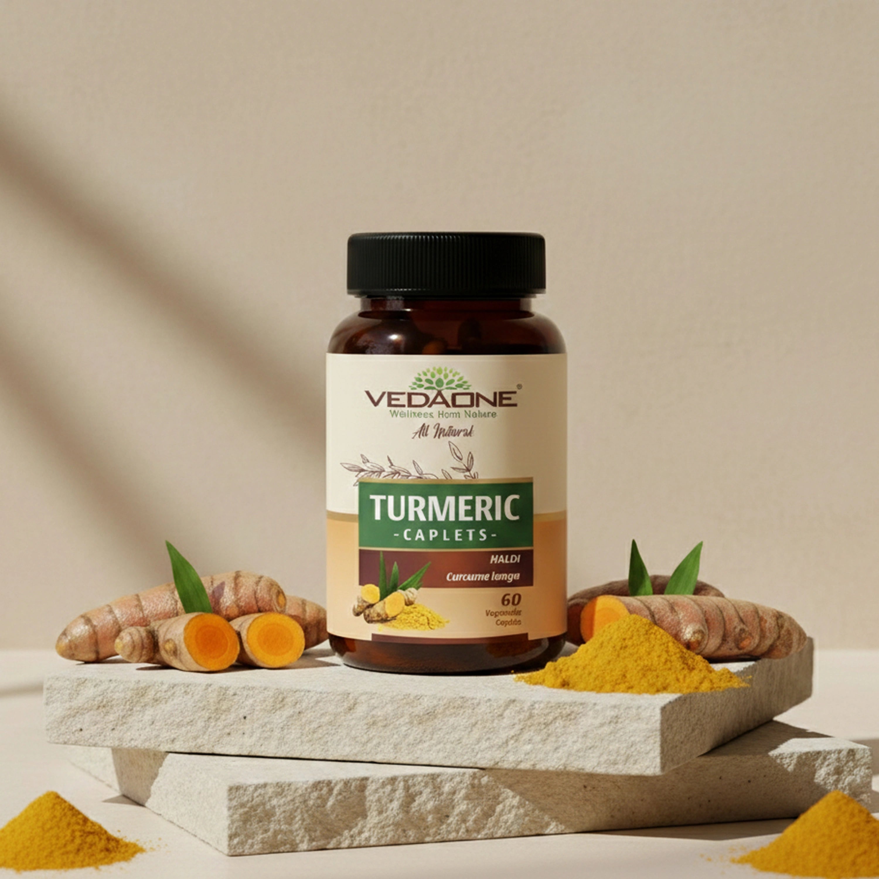 Vedaone Turmeric Caplets – 60 Caplets | Herbal Daily Wellness & Vitality Support