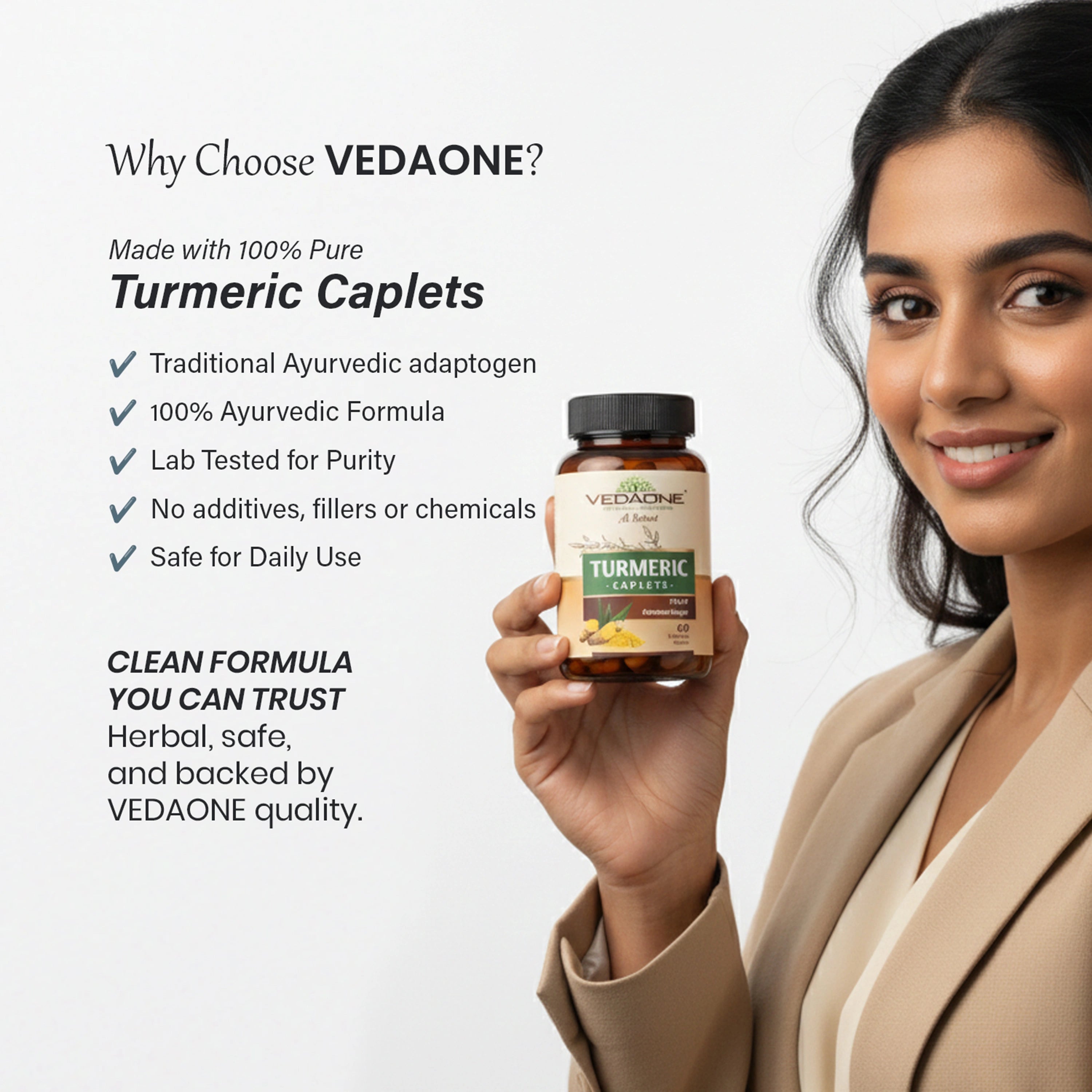 Vedaone Turmeric Caplets – 60 Caplets | Herbal Daily Wellness & Vitality Support