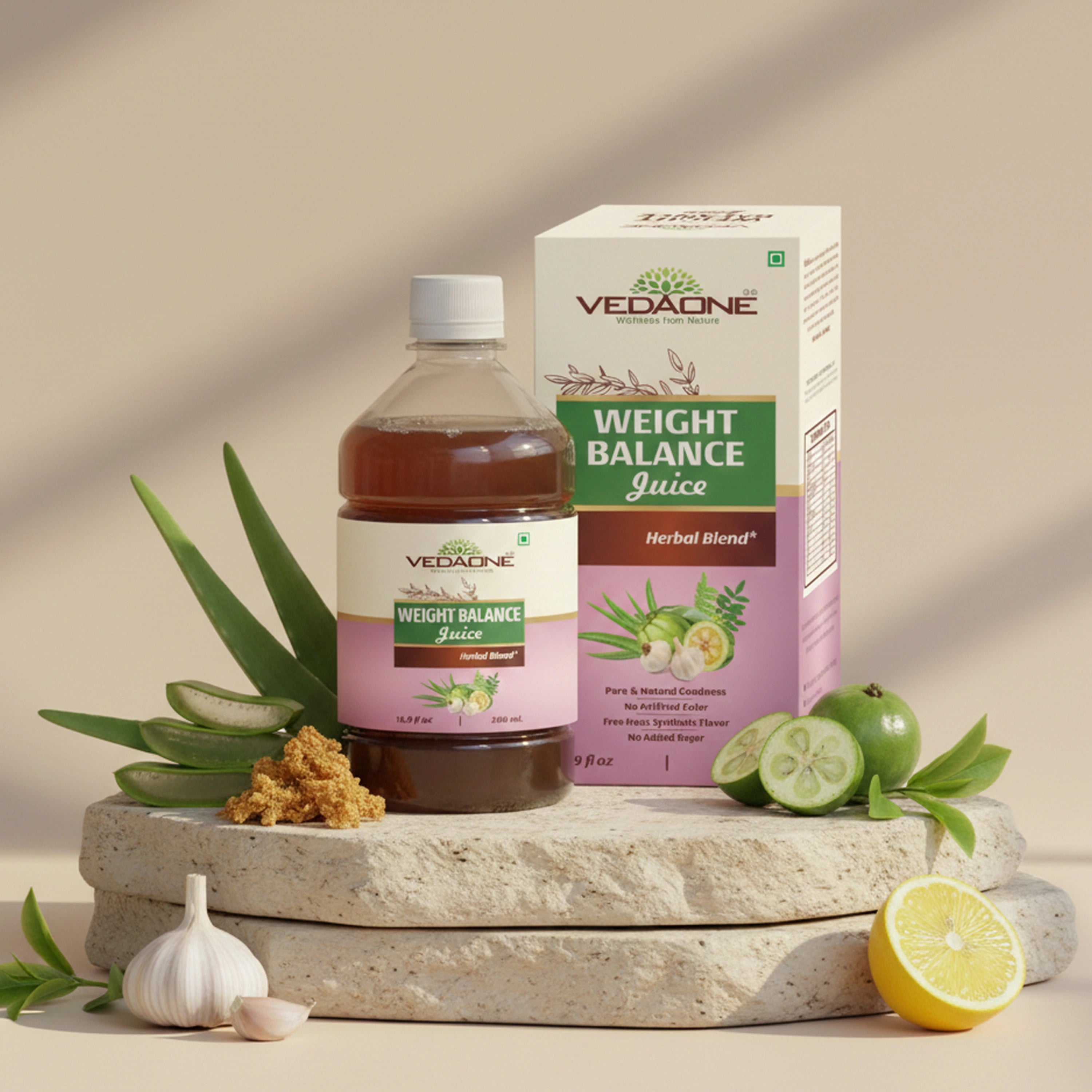 Vedaone Weight Balance Juice 500ml | Herbal Wellness Blend with Aloe Vera, Green Tea, Guggulu & Garcinia